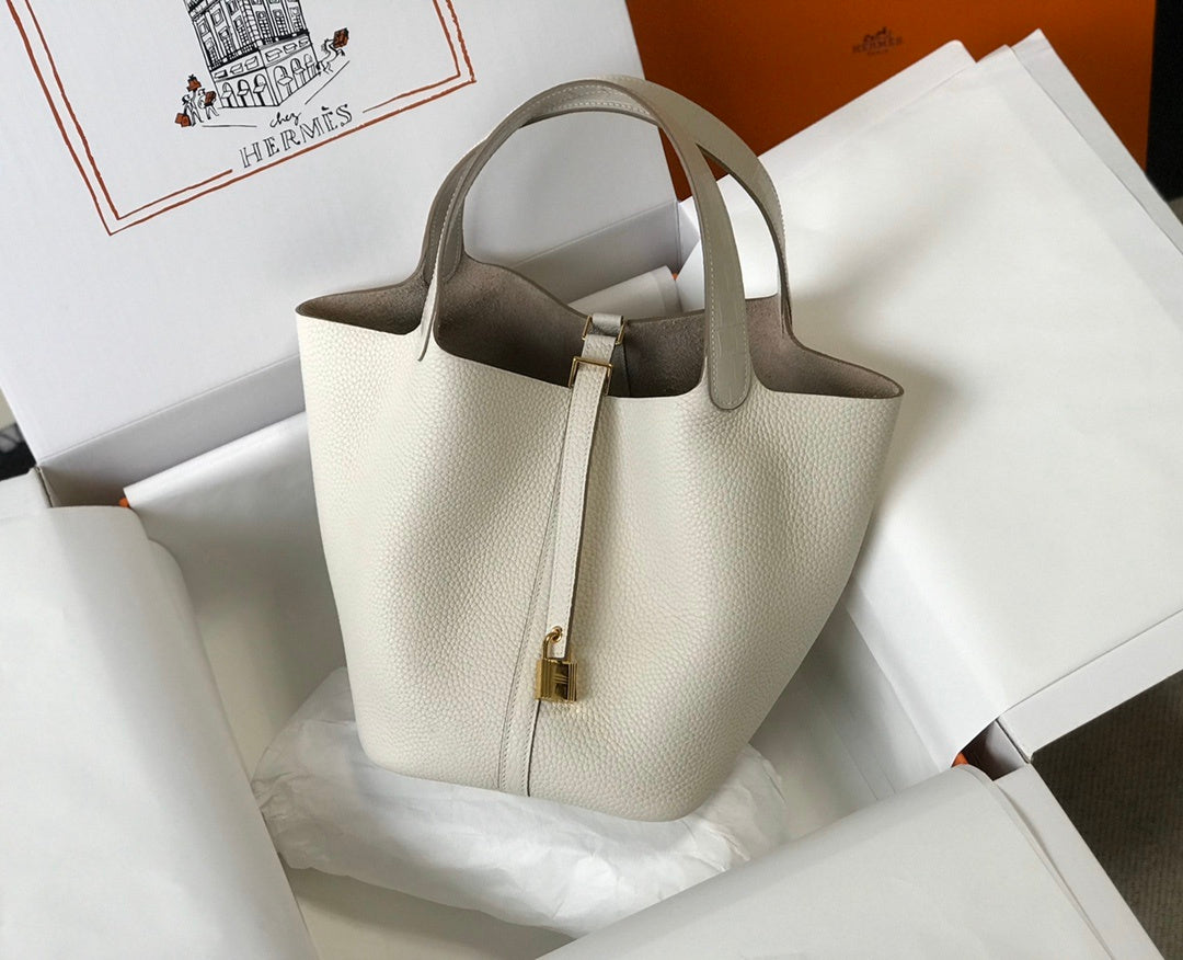 Top Quality Picotin Lock Bag With Toned White Gold Travel Bag