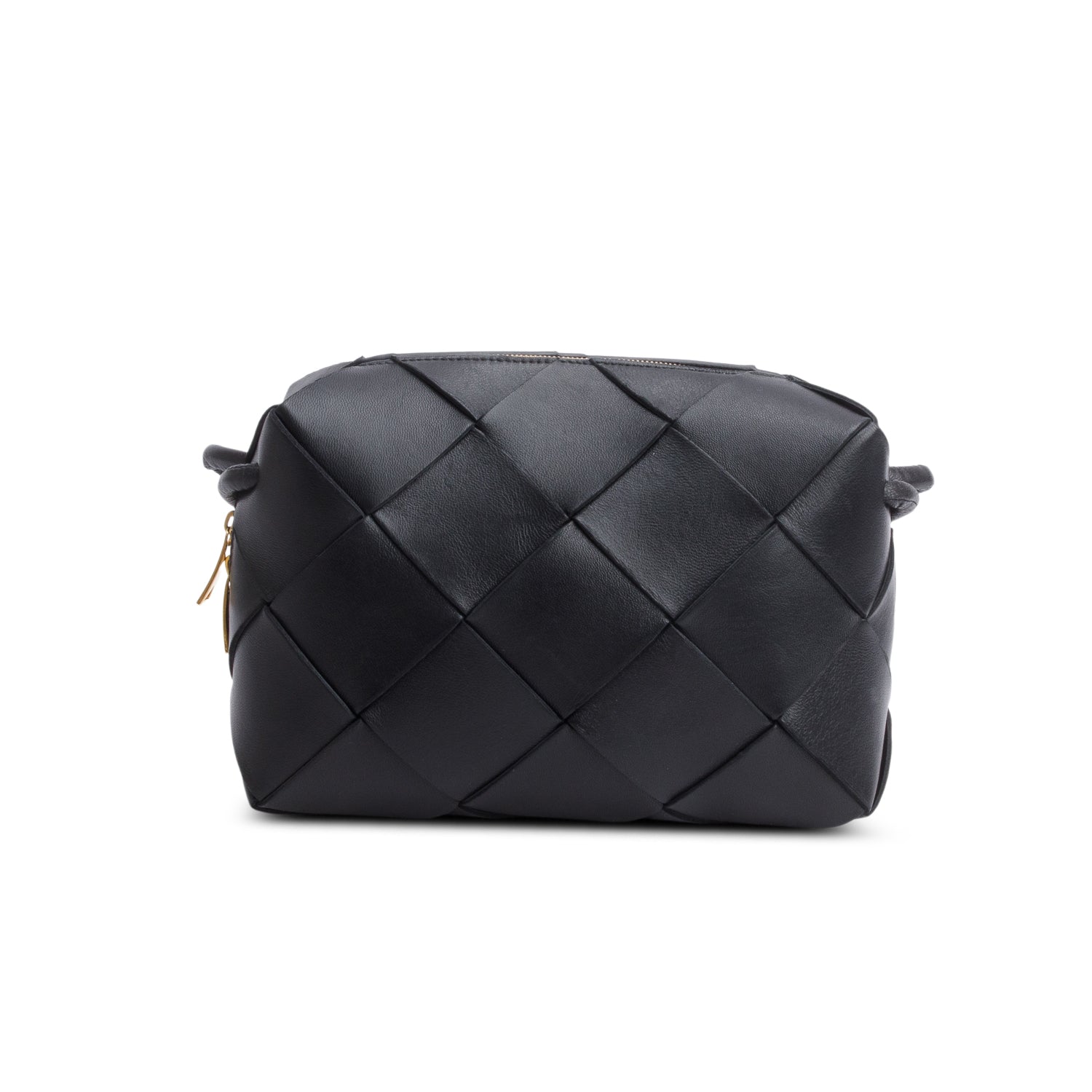 Bottega Veneta Lambskin Maxi Intrecciato Cassette Camera Bag Black Small Travel Bag