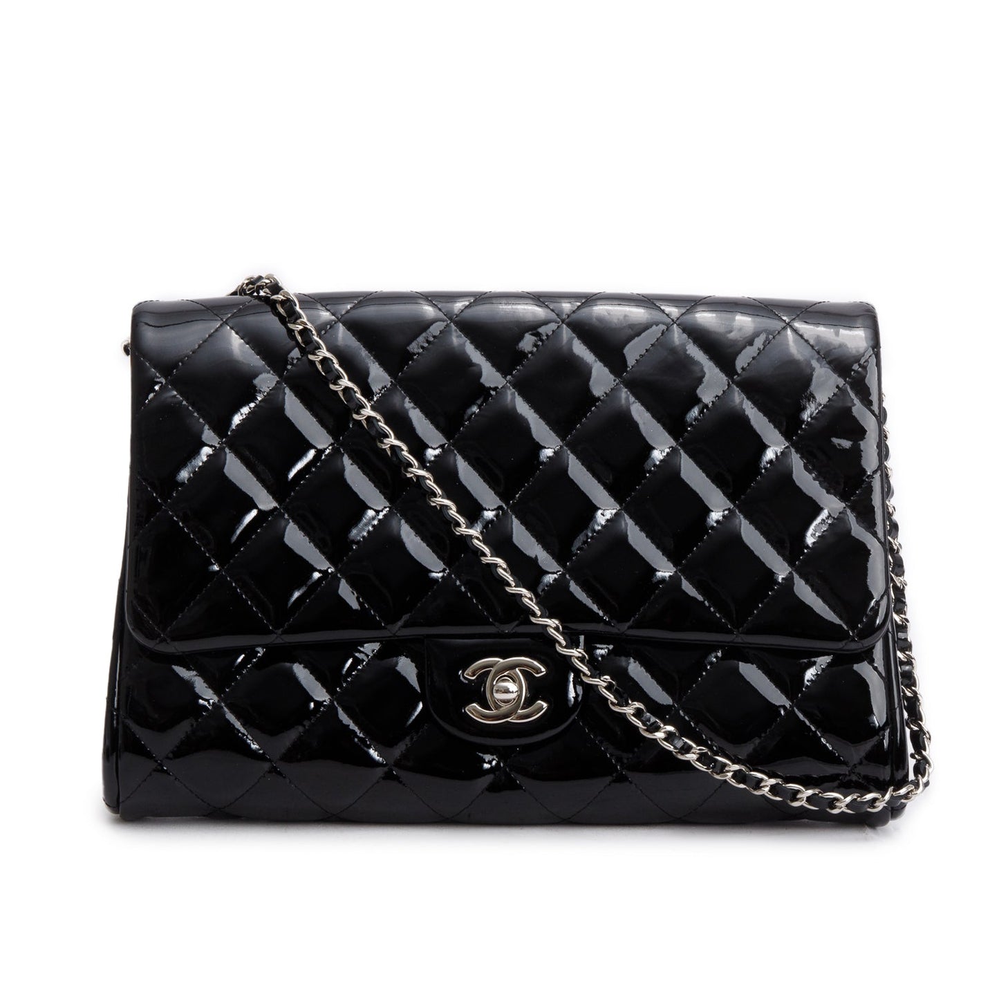 Chanel Patent Quilted New Leather Black Travel Bag