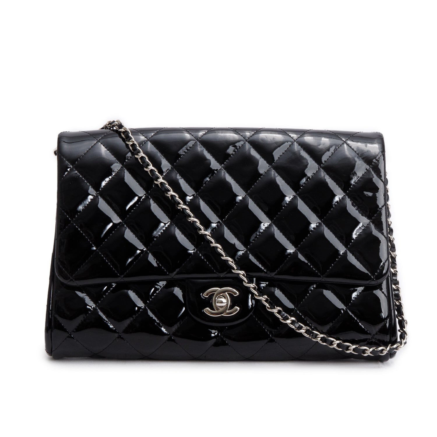 Chanel Patent Quilted New Leather Black Travel Bag
