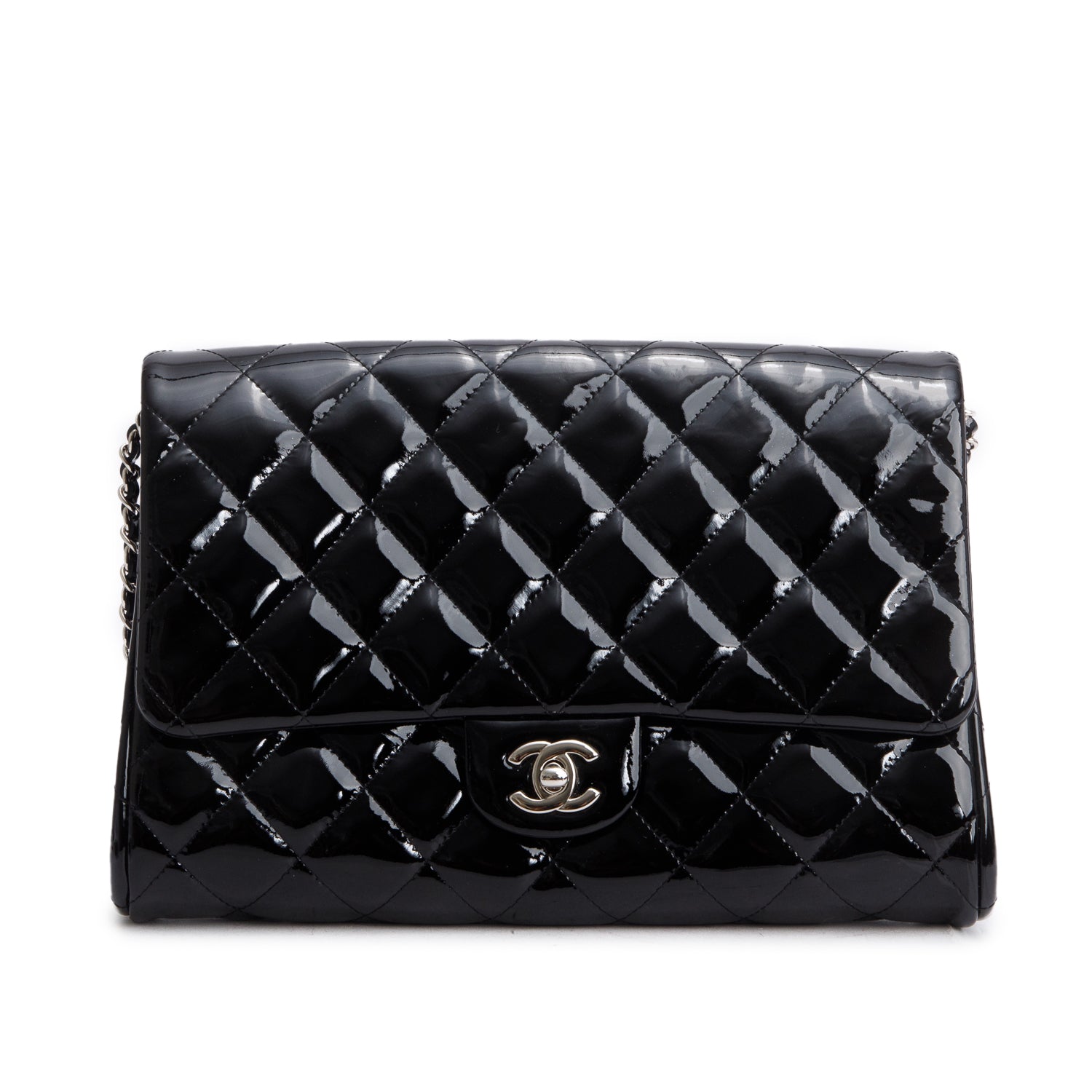 Chanel Patent Quilted New Leather Black Travel Bag