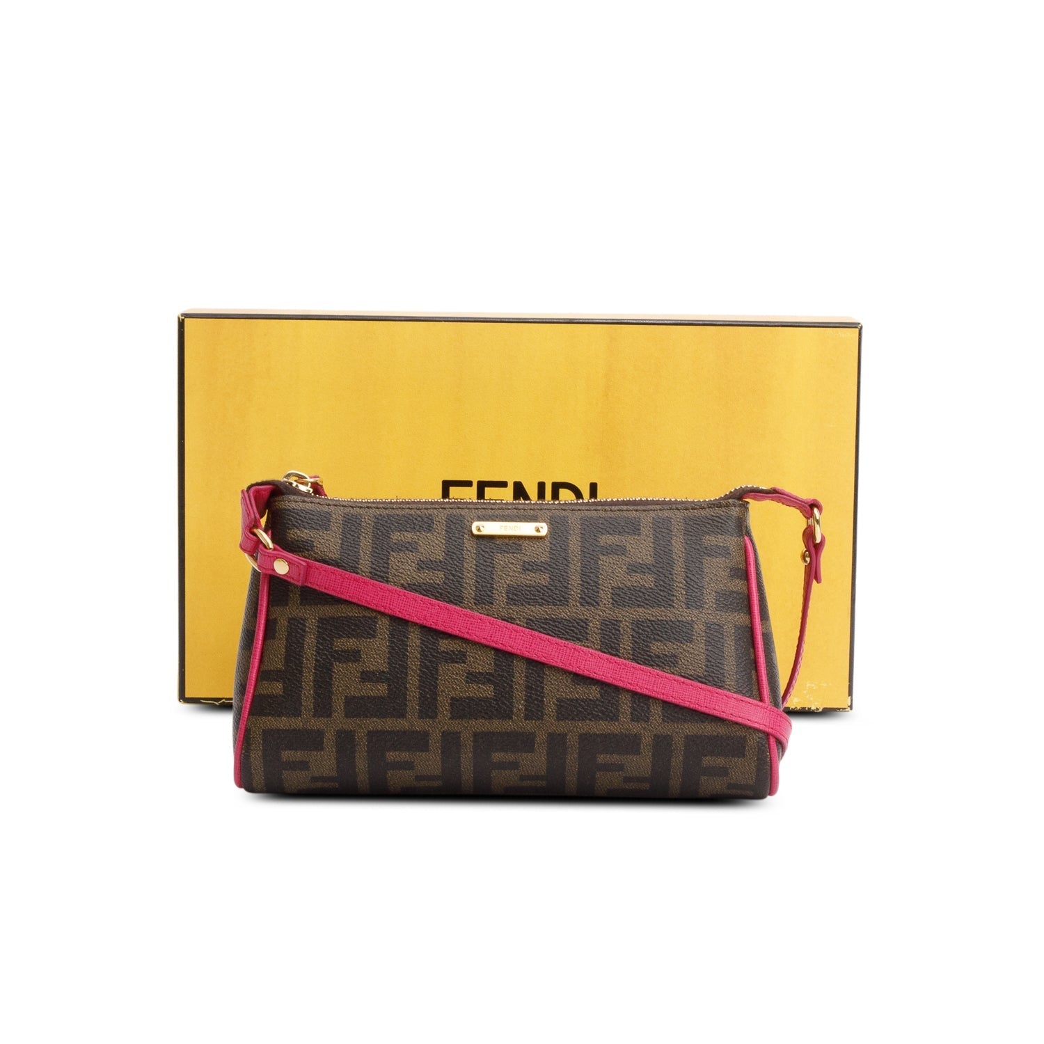 Fendi Zucca Ff Crossbody Pochette Canvas Crossbody Bag