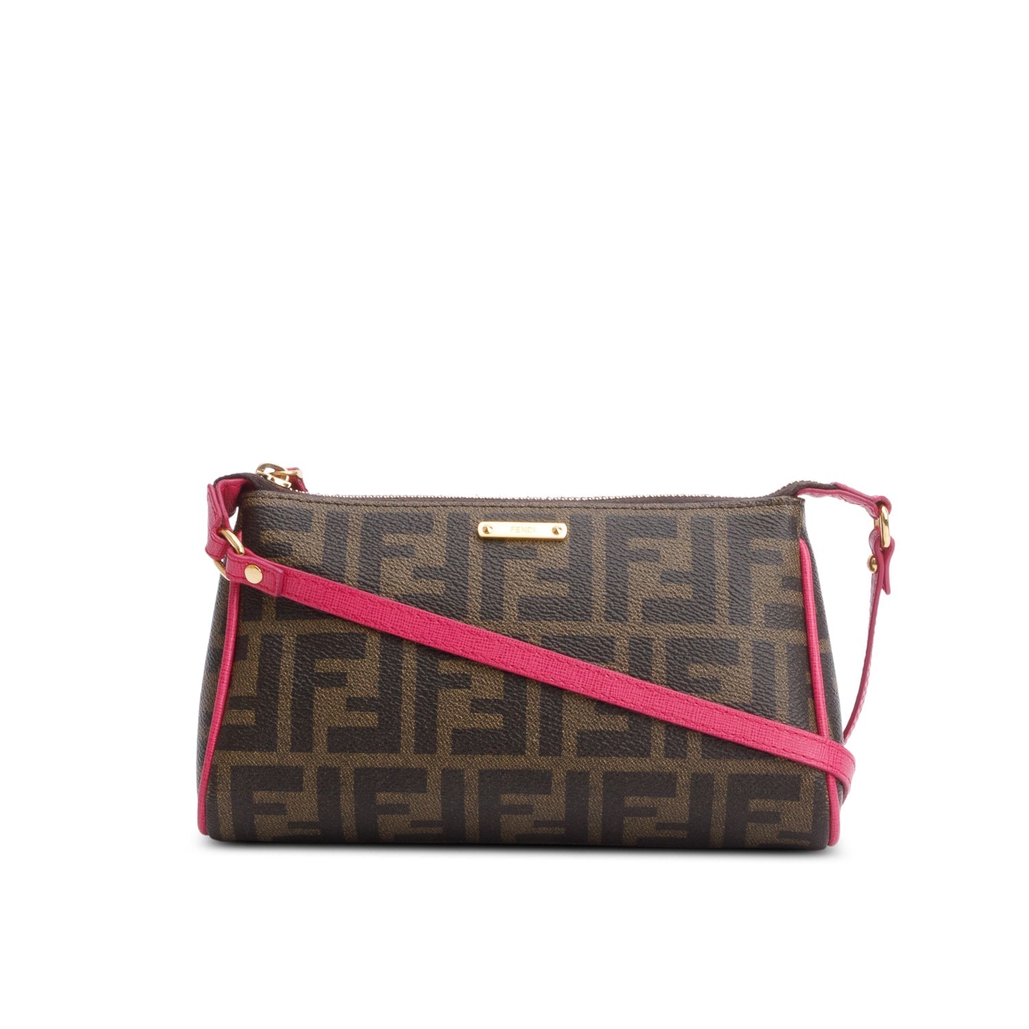 Fendi Zucca Ff Crossbody Pochette Canvas Crossbody Bag