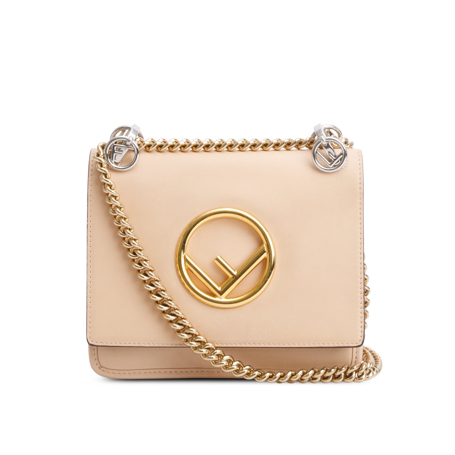 Fendi Vitello Century Opaco Is Kan Shoulder Bag Beige Small