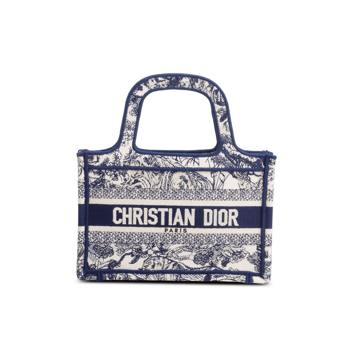 Dior Christian Embroidered Mini iviera Toile De Jouy Canvas Blue Tote Bag