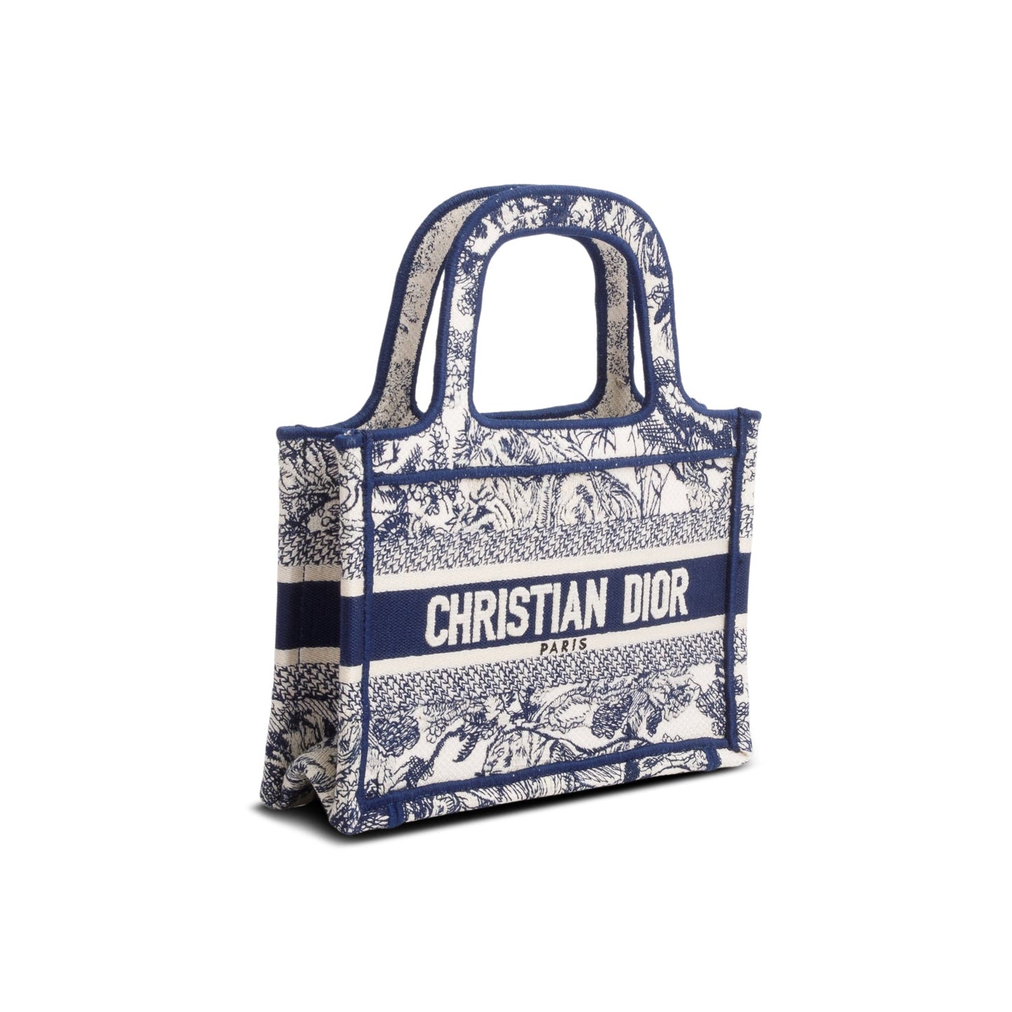 Dior Christian Embroidered Mini iviera Toile De Jouy Canvas Blue Tote Bag