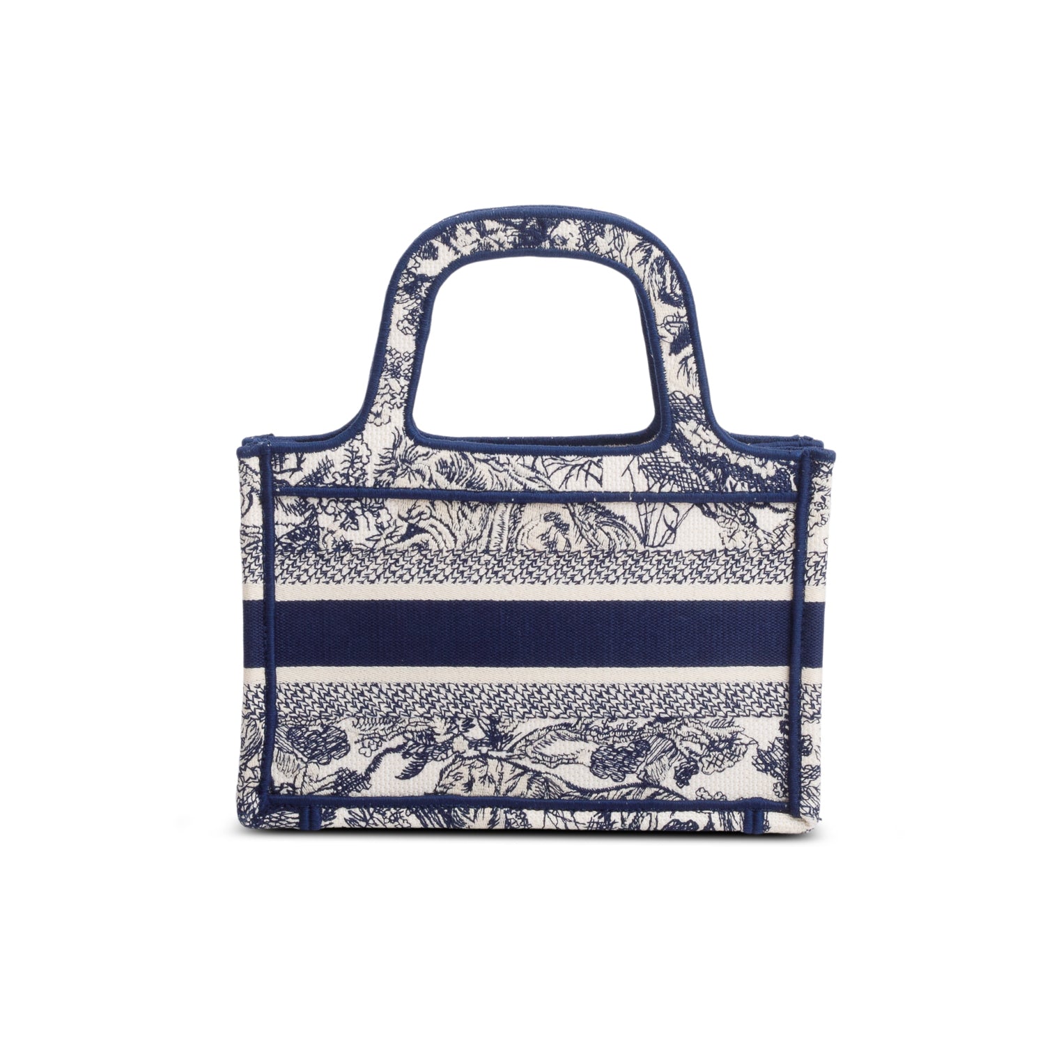 Dior Christian Embroidered Mini iviera Toile De Jouy Canvas Blue Tote Bag