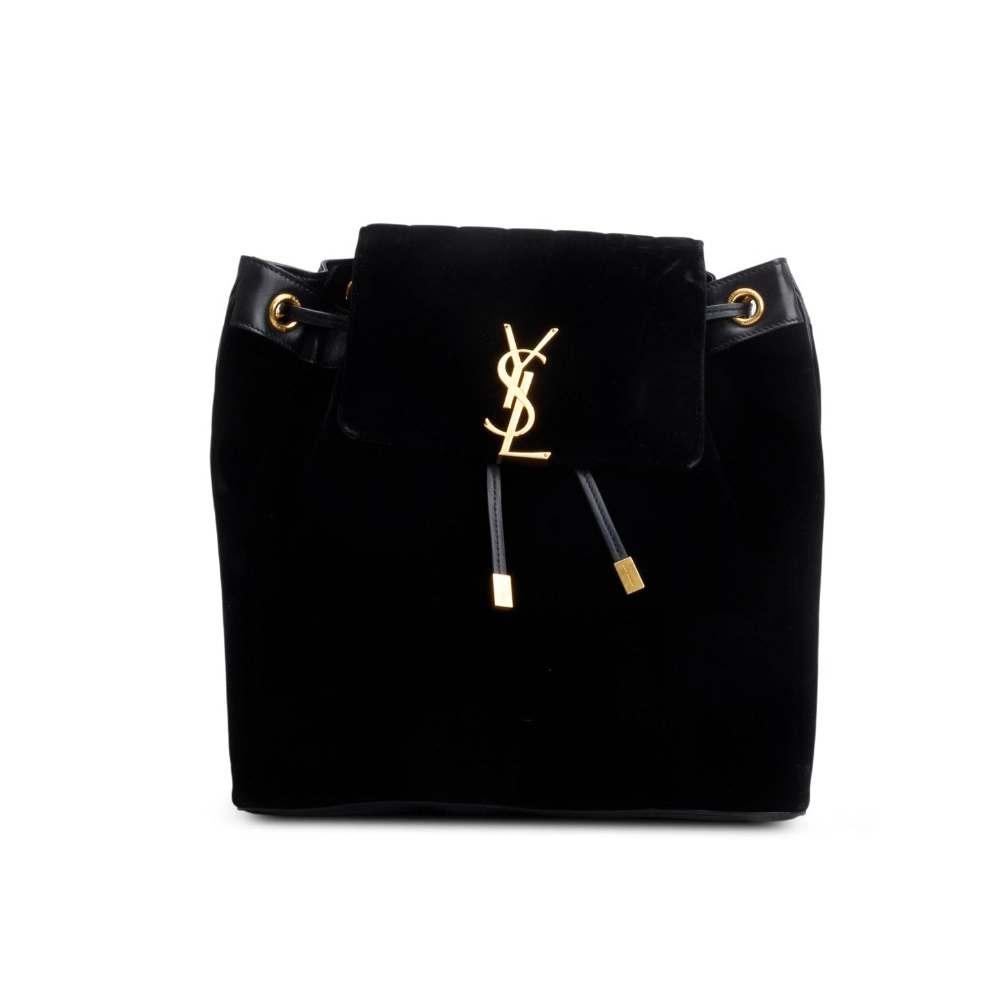 YSL Saint Laurent Velvet Vicky Backpack Matelasse Black