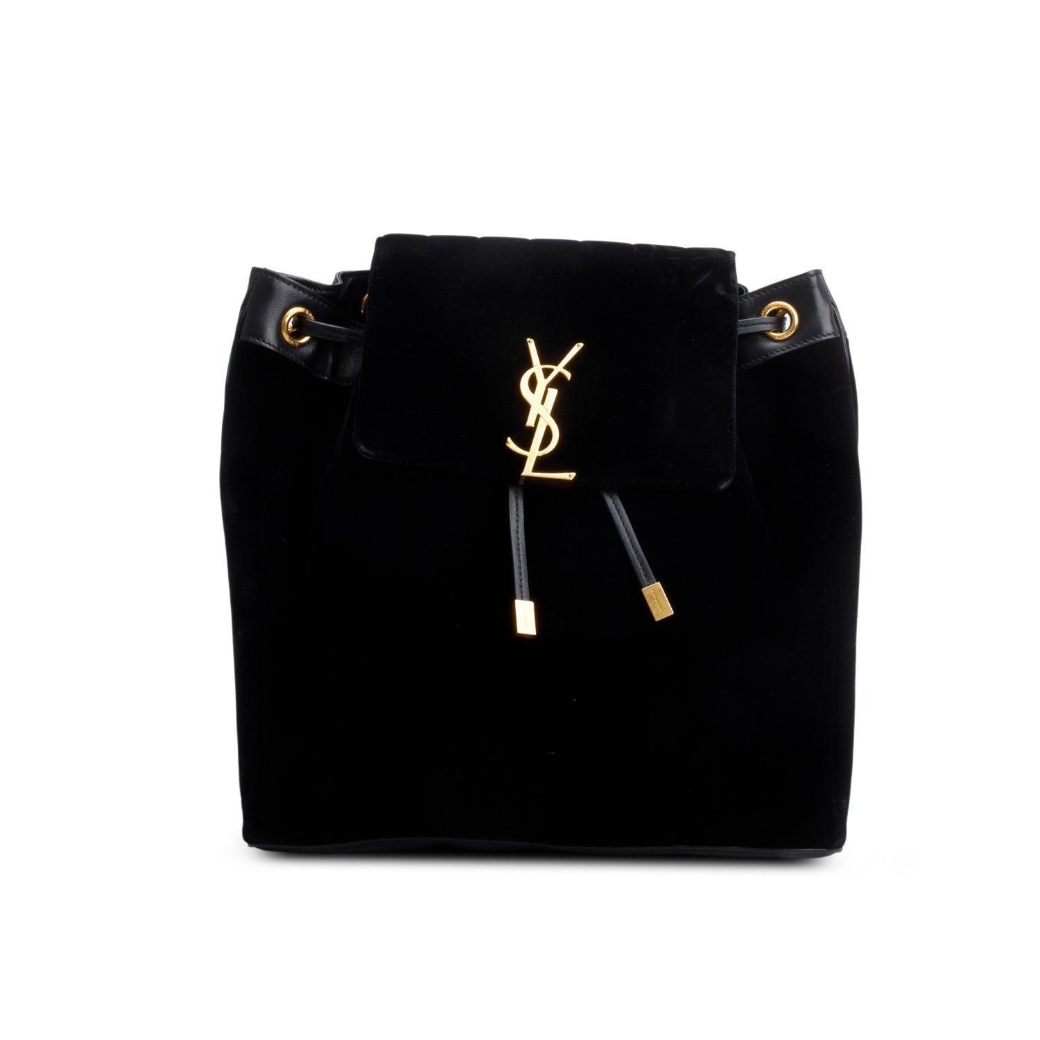 YSL Saint Laurent Velvet Vicky Backpack Matelasse Black