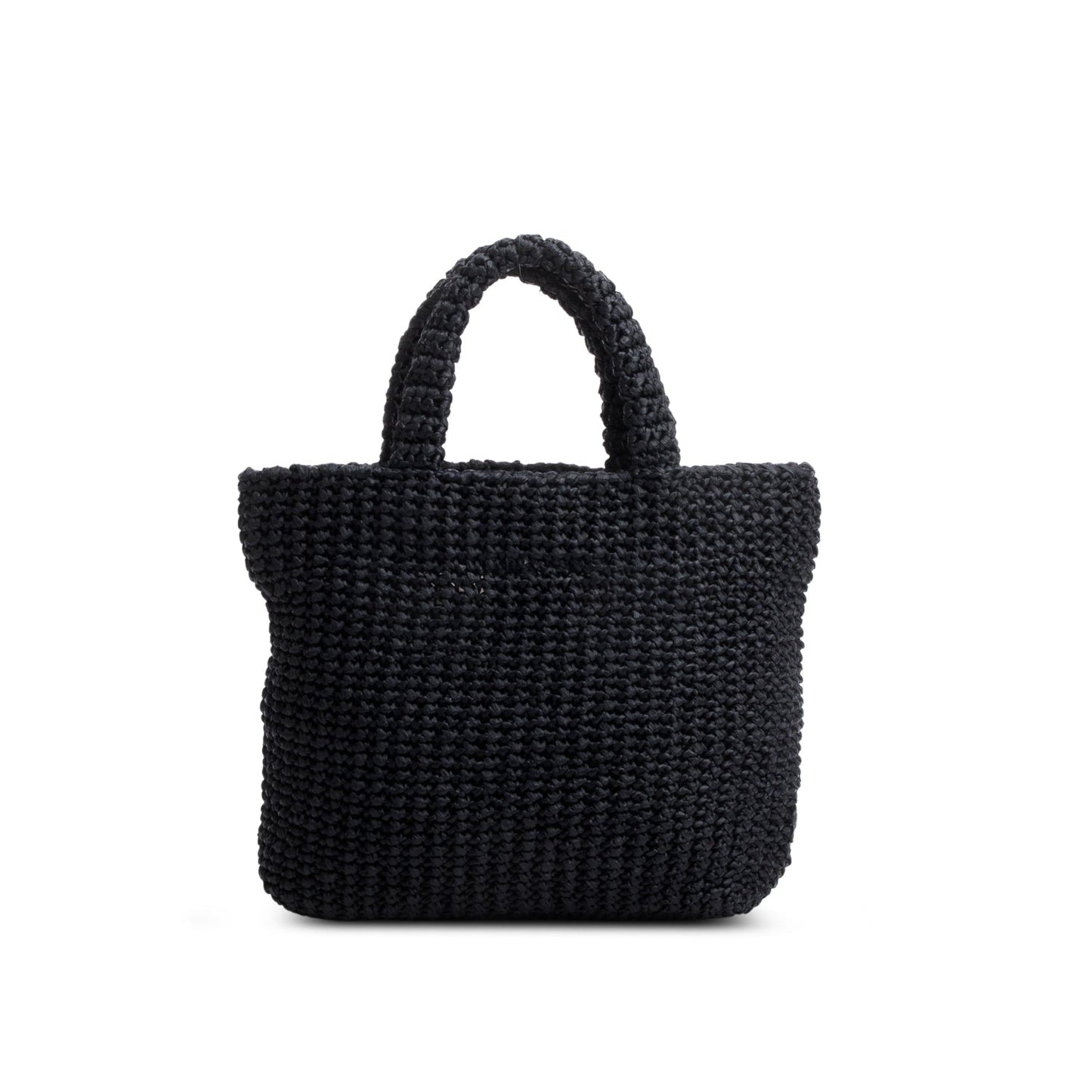 Prada Yarn Effect Crochet Logo Tote Handbag Raffia Black Tote Bag
