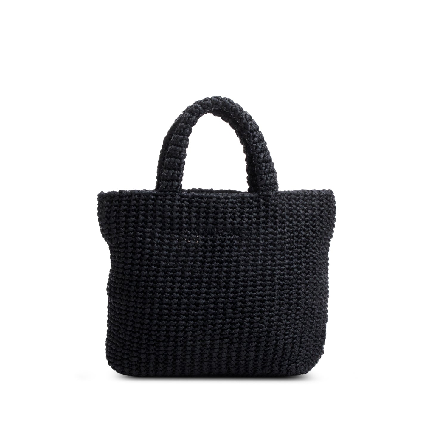 Prada Yarn Effect Crochet Logo Tote Handbag Raffia Black Tote Bag