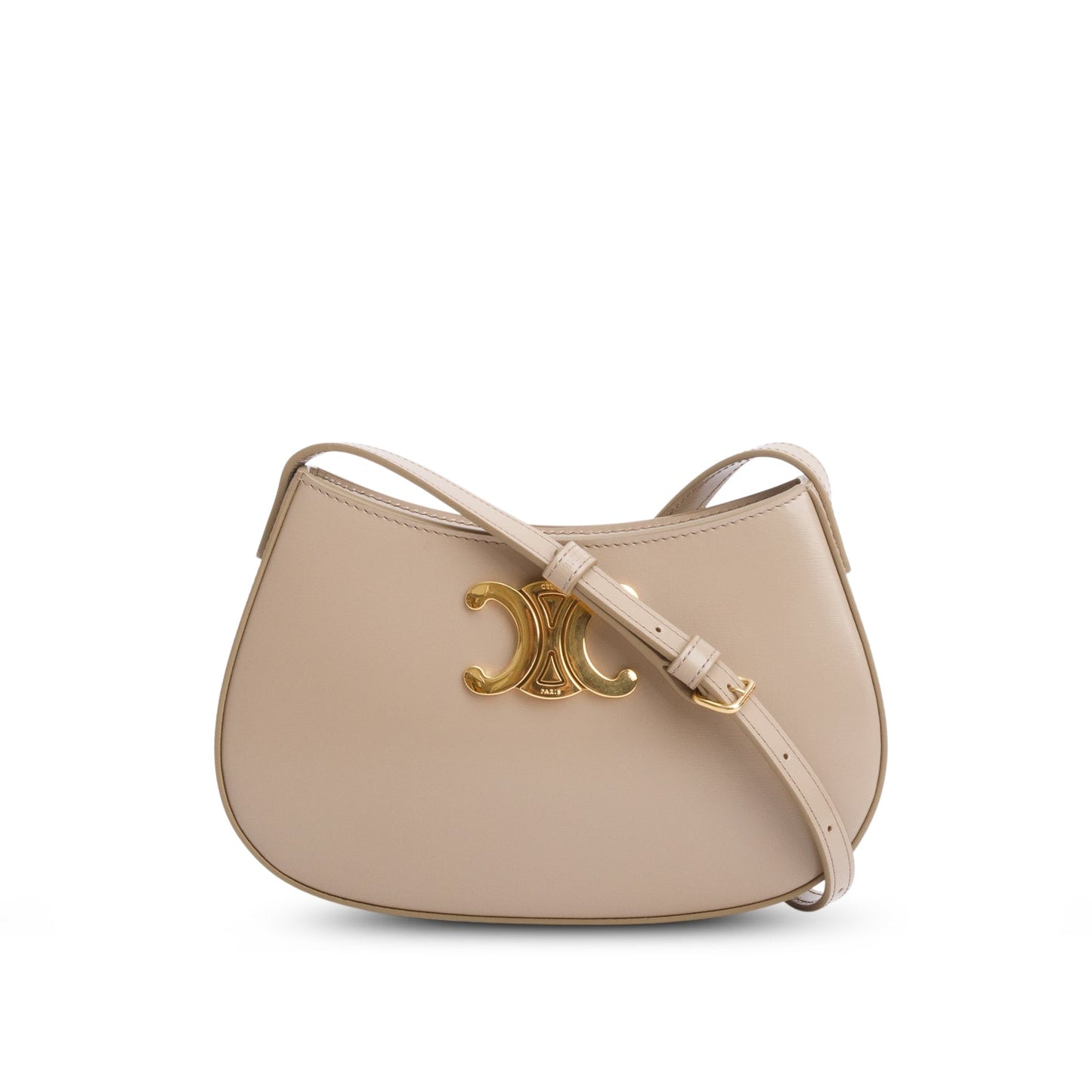 Celine Taupe Shiny Calfskin Tilly Triomphe Shoulder Bag Medium
