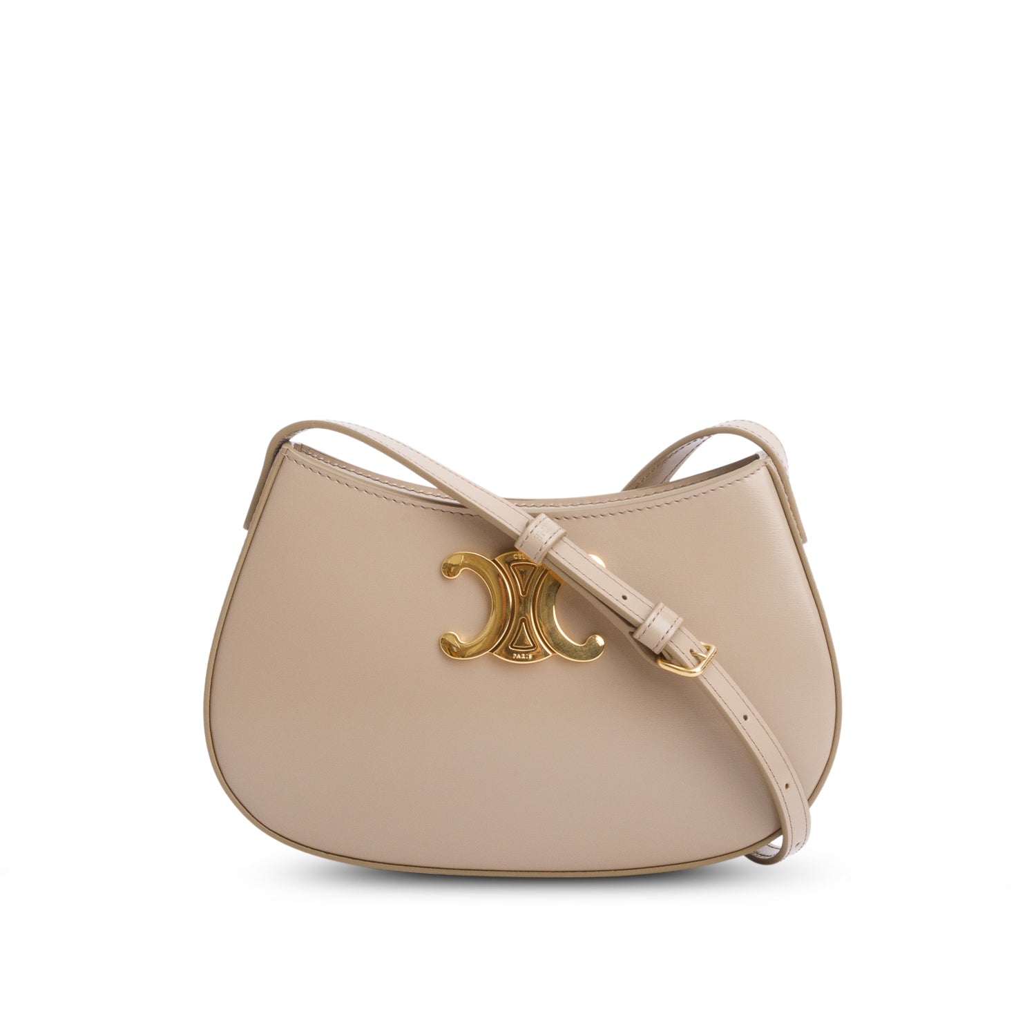 Celine Taupe Shiny Calfskin Tilly Triomphe Shoulder Bag Medium