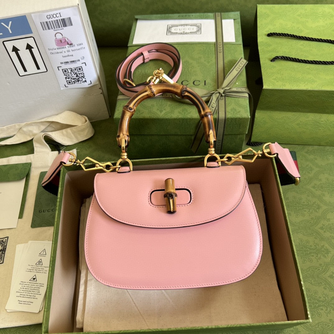 gg Bamboo 8.3in 21cm gg Pink Small Top Handle Travel Bag