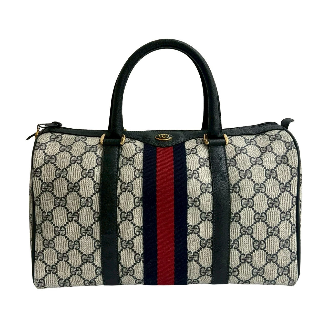 Gucci Sherry line Leather Navy Handbag 2