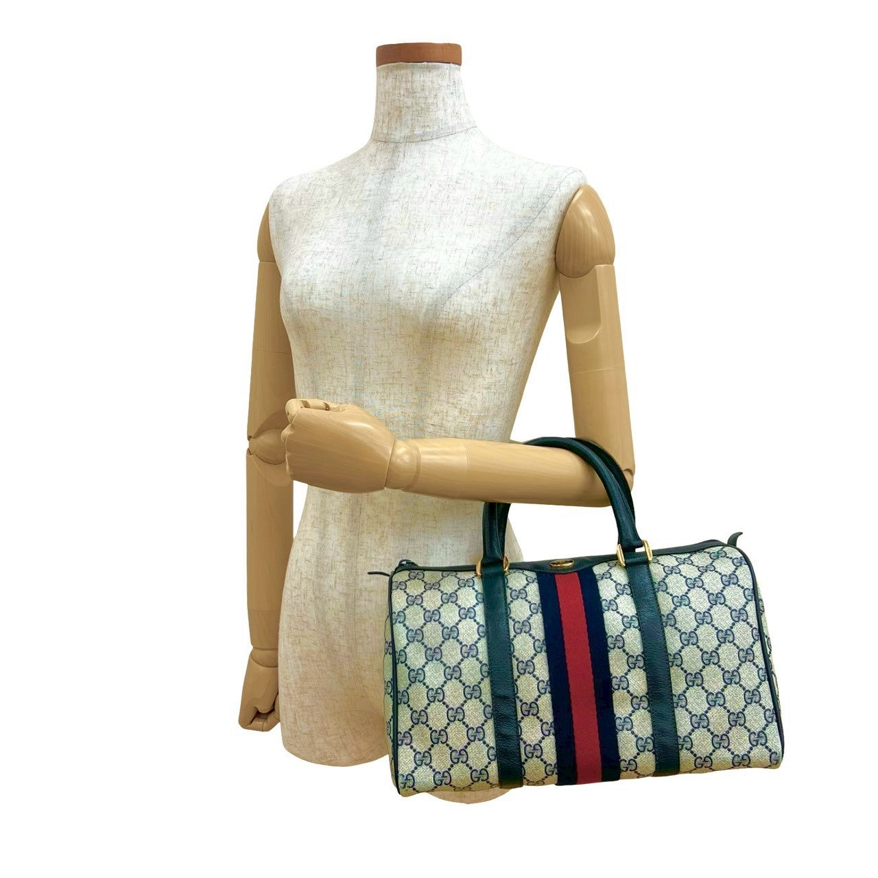 Gucci Sherry line Leather Navy Handbag 2