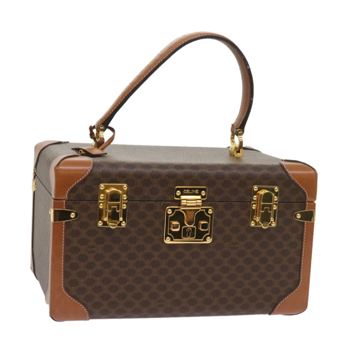 Luxury Macadam Vany Case Hand Bag Pvc Canvas Brown Travel Bag