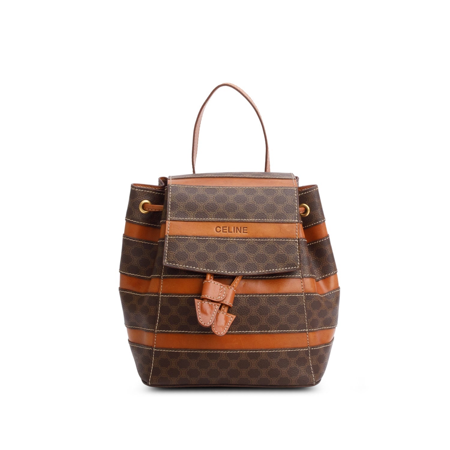 Celine Macadam Backpack Handbag Monogram Brown