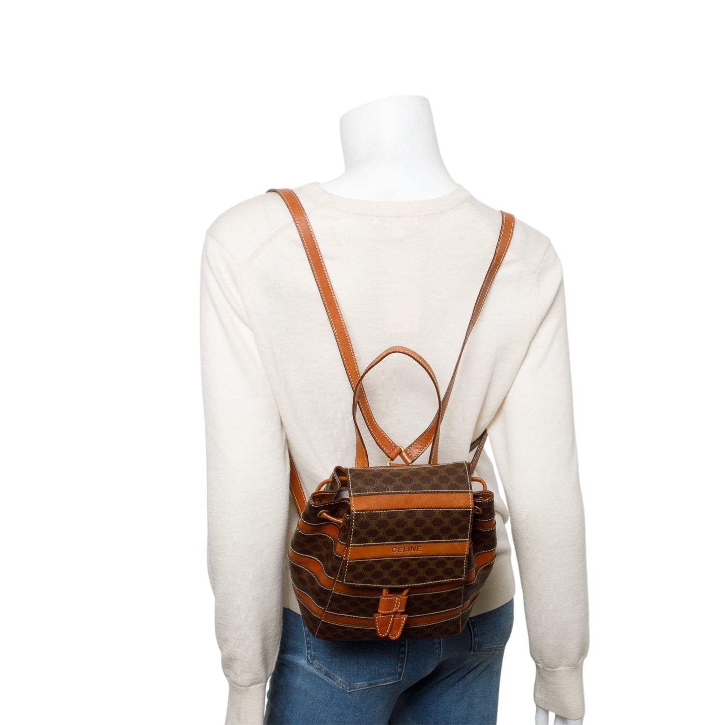 Celine Macadam Backpack Handbag Monogram Brown