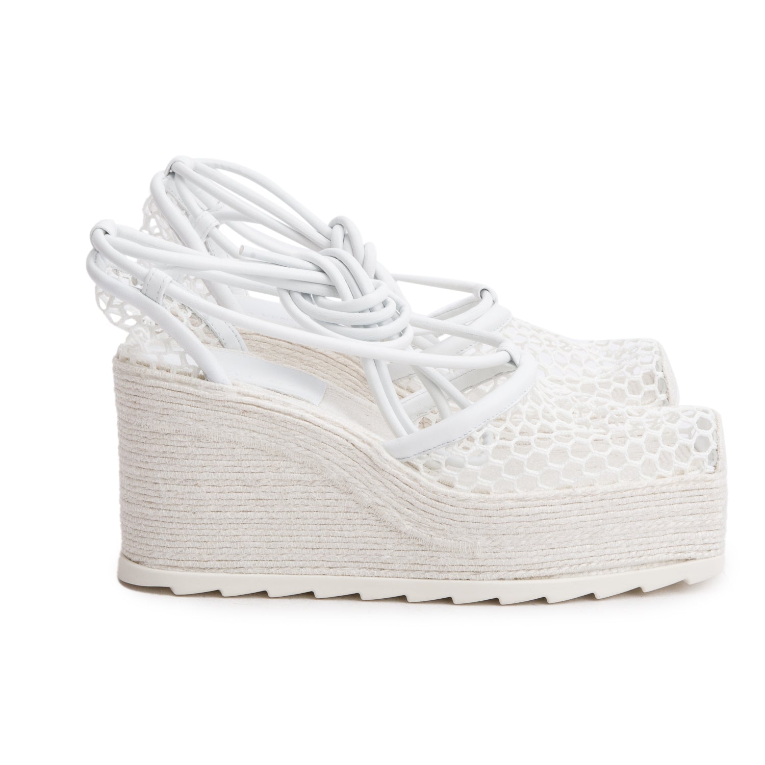Bottega Veneta Mesh Lambskin Sporty Web Stretch Ankle Tie White Travel Bag