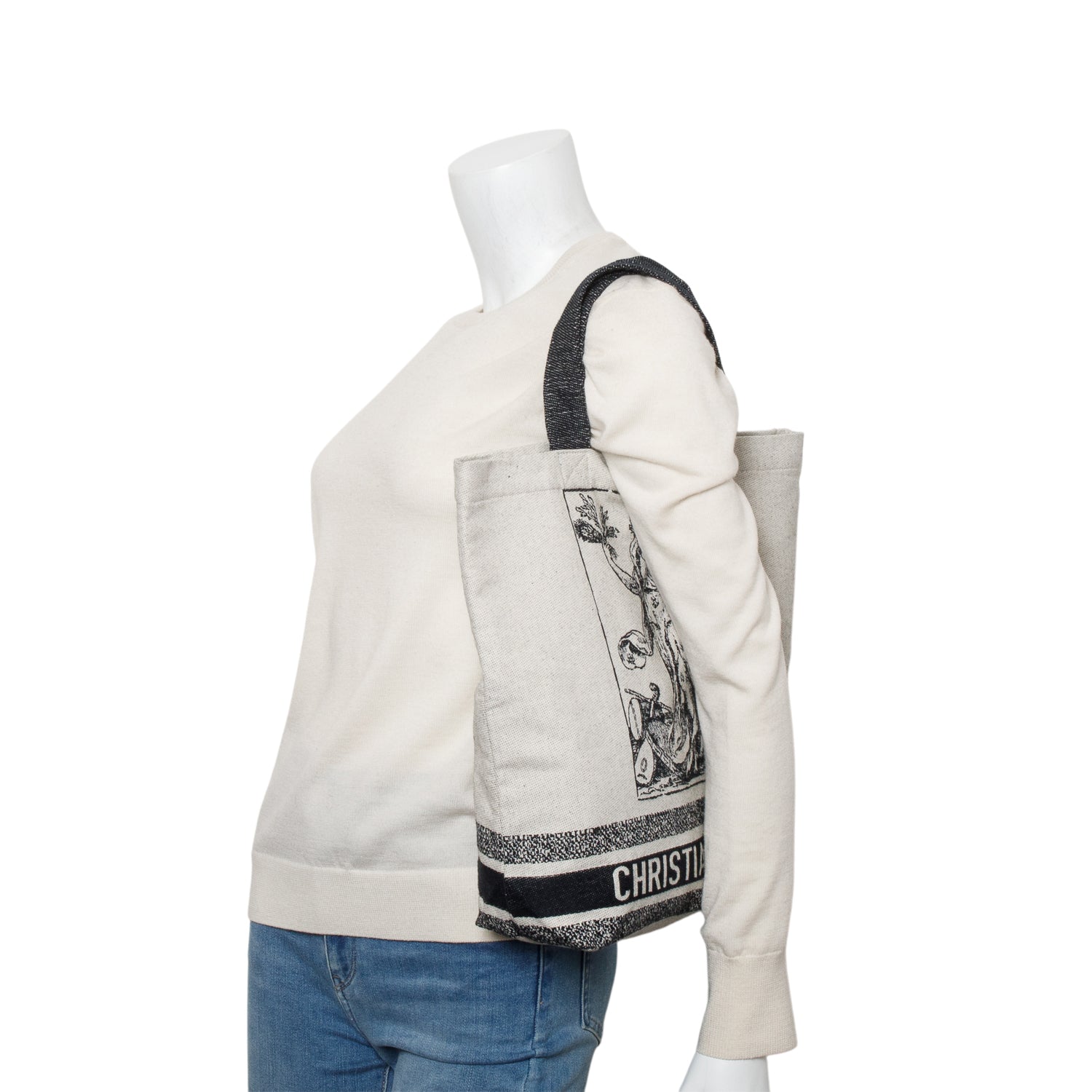 Dior Christian Cruise Tote Bag Canvas Beige