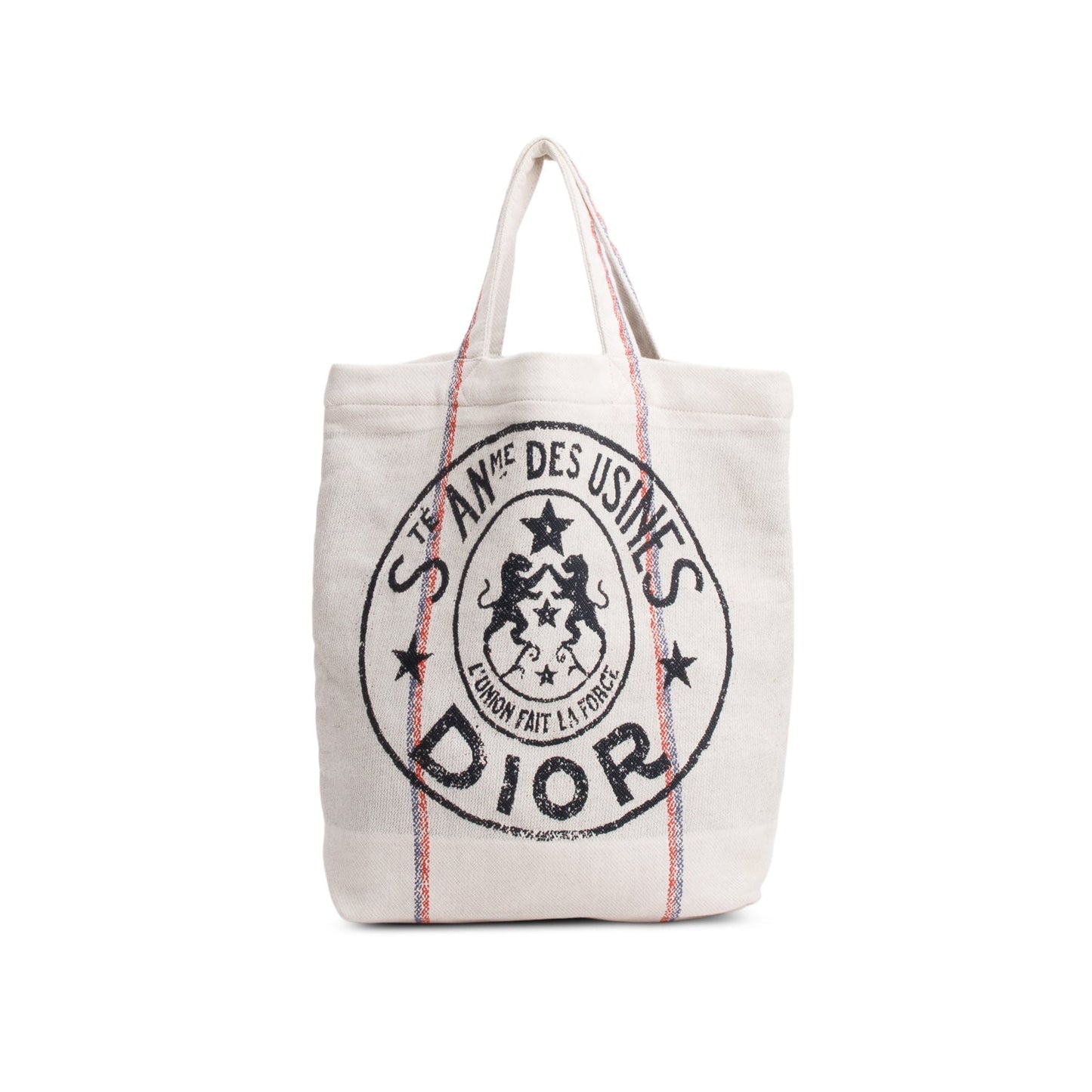 Dior Christian 'L'Union Fait La Force' Tote Bag Canvas Beige