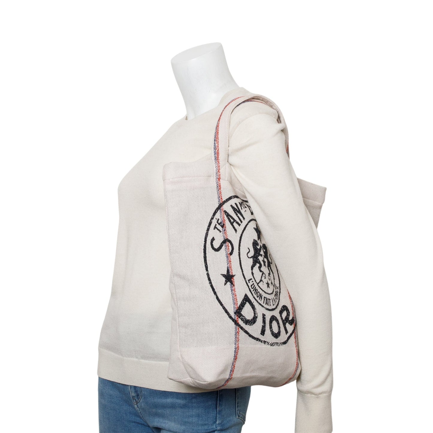 Dior Christian 'L'Union Fait La Force' Tote Bag Canvas Beige