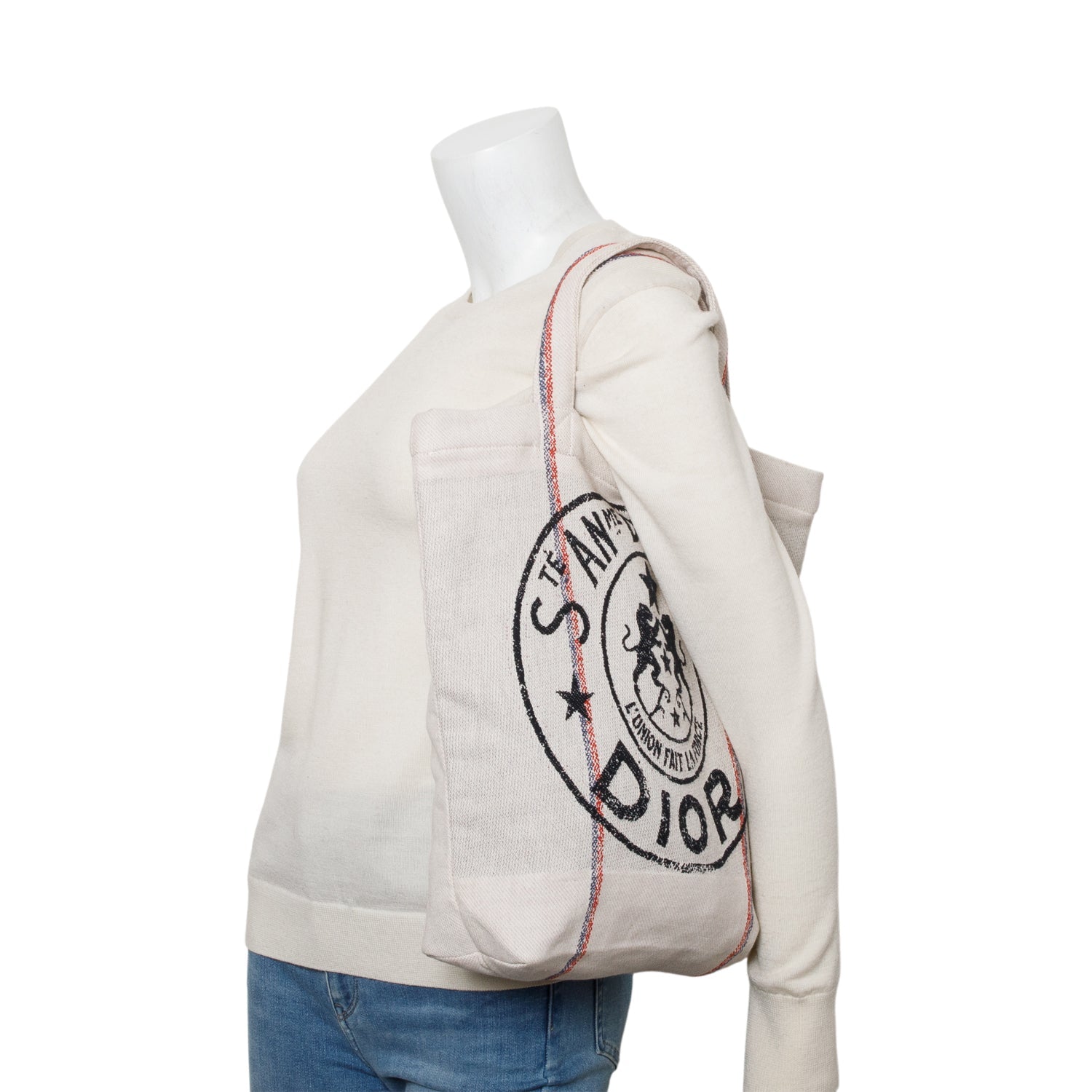 Dior Christian 'L'Union Fait La Force' Tote Bag Canvas Beige