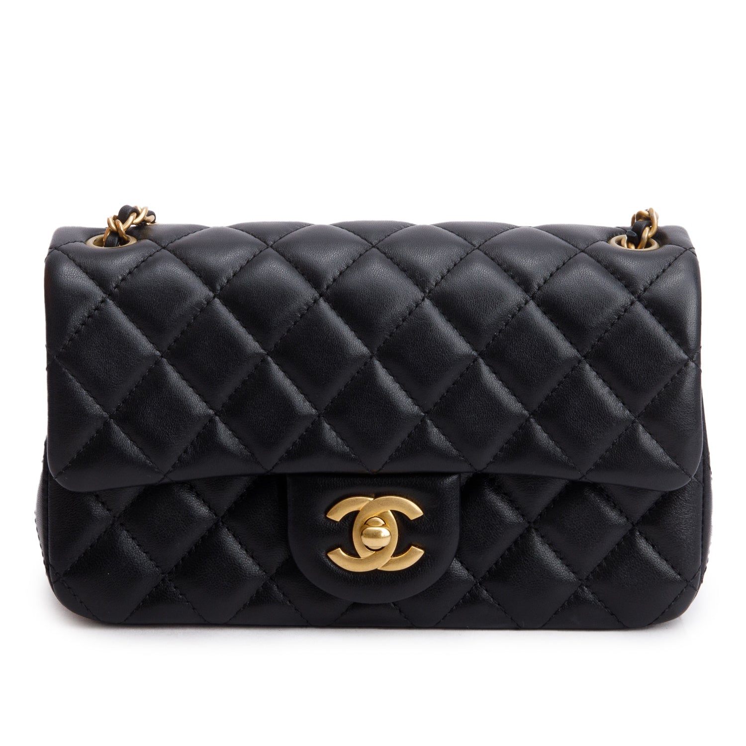 Chanel Quilted Pearl Crush Rectangular Flap Lambskin Black Travel Bag