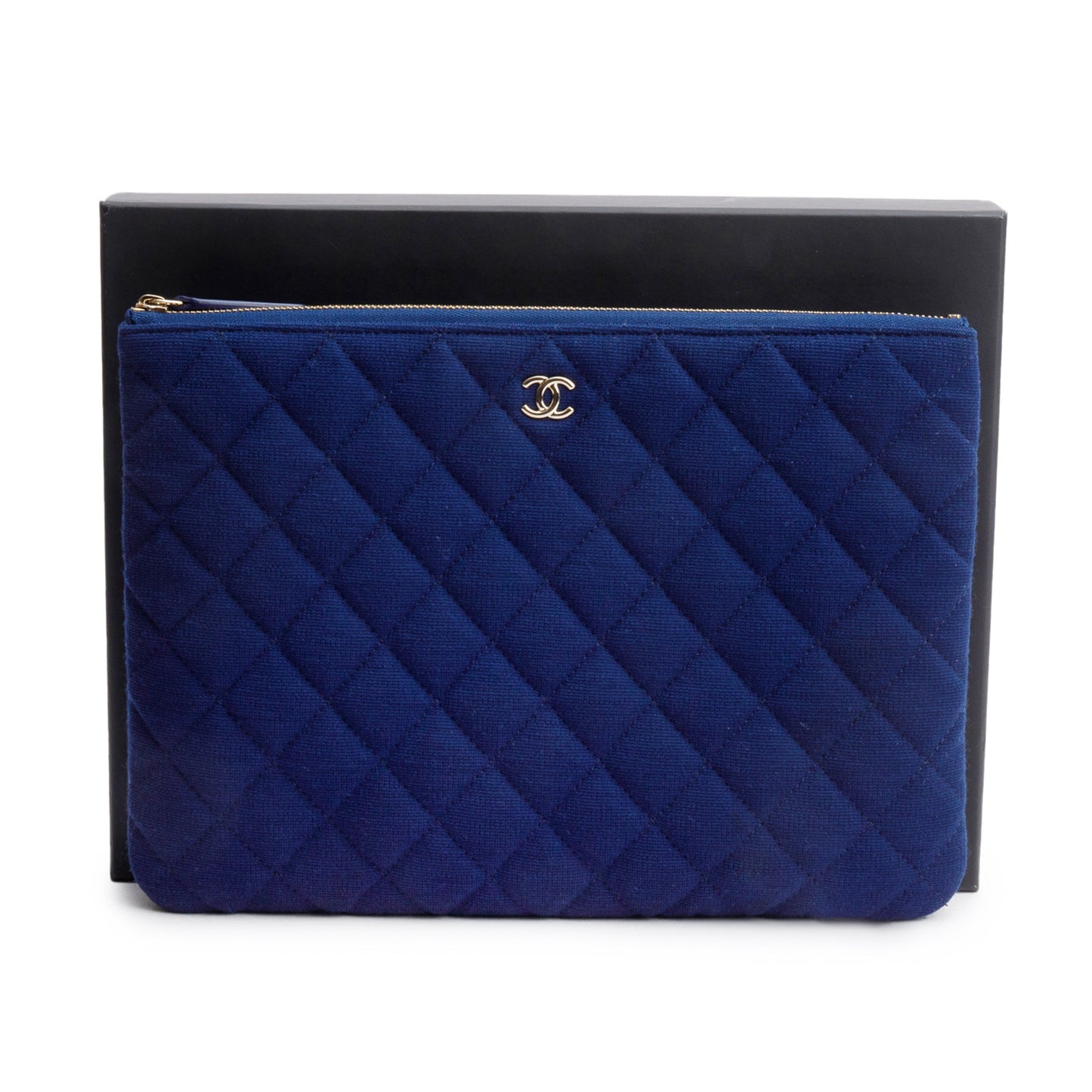 Chanel Quilted Jersey O Blue Travel Bag