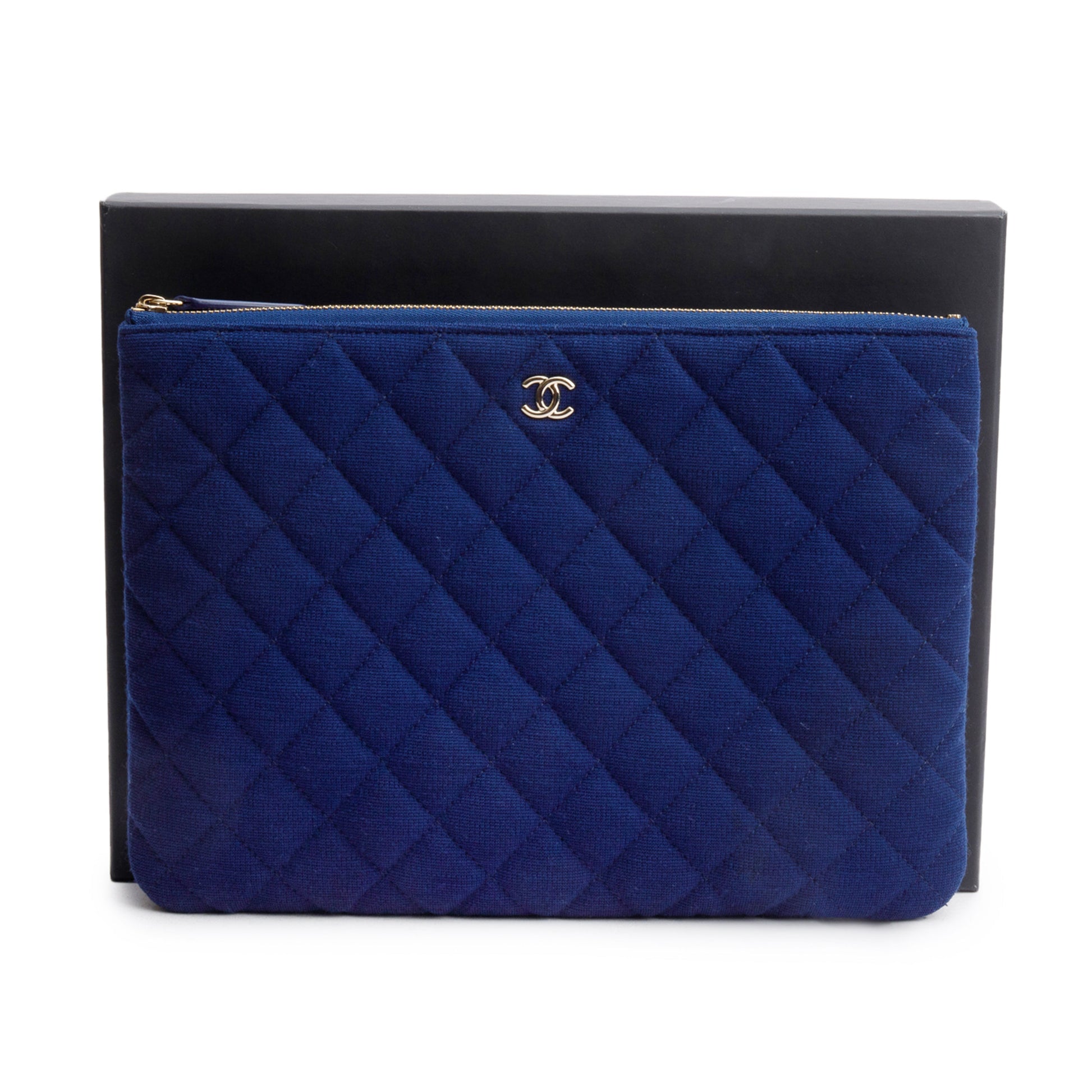 Chanel Quilted Jersey O Blue Travel Bag