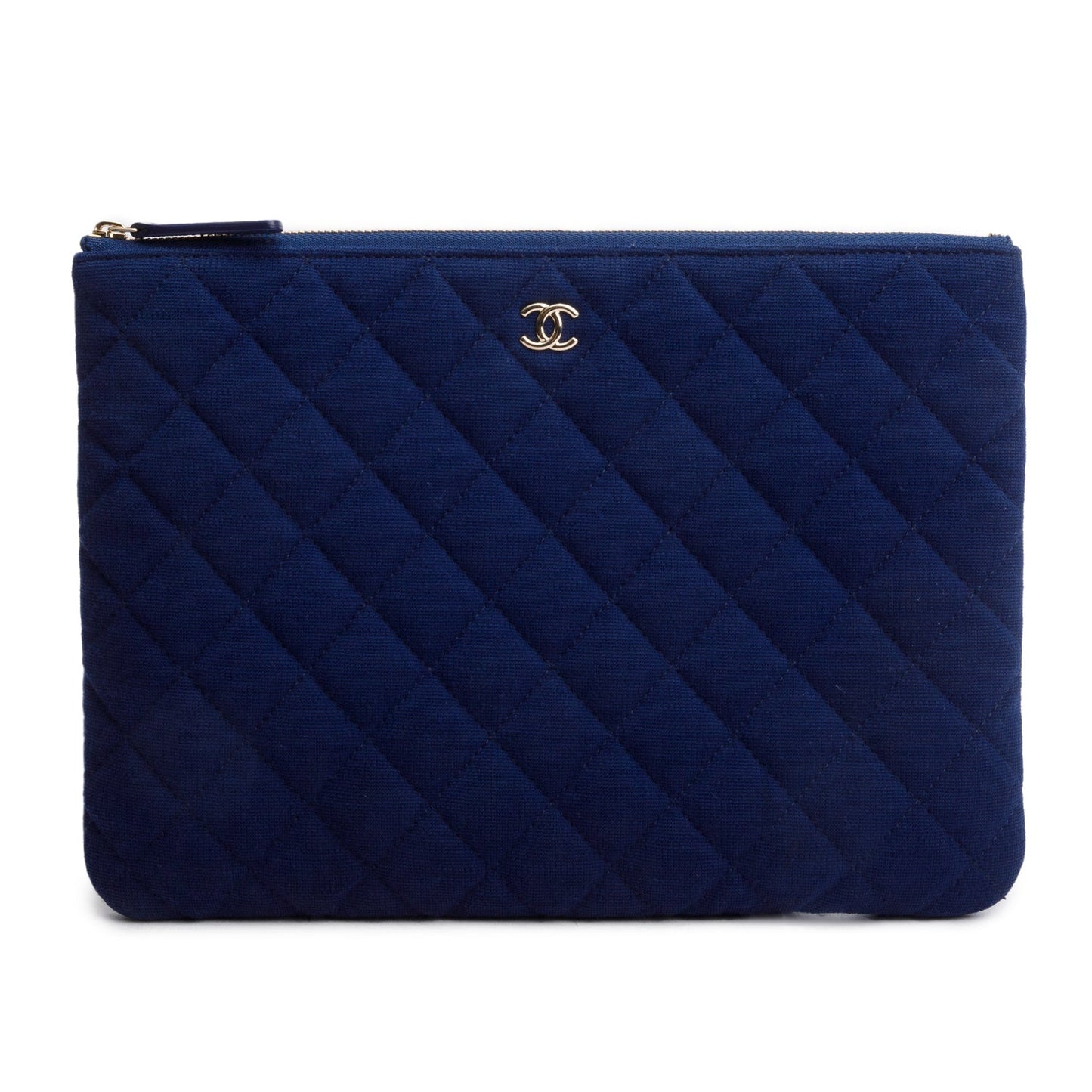 Chanel Quilted Jersey O Blue Travel Bag