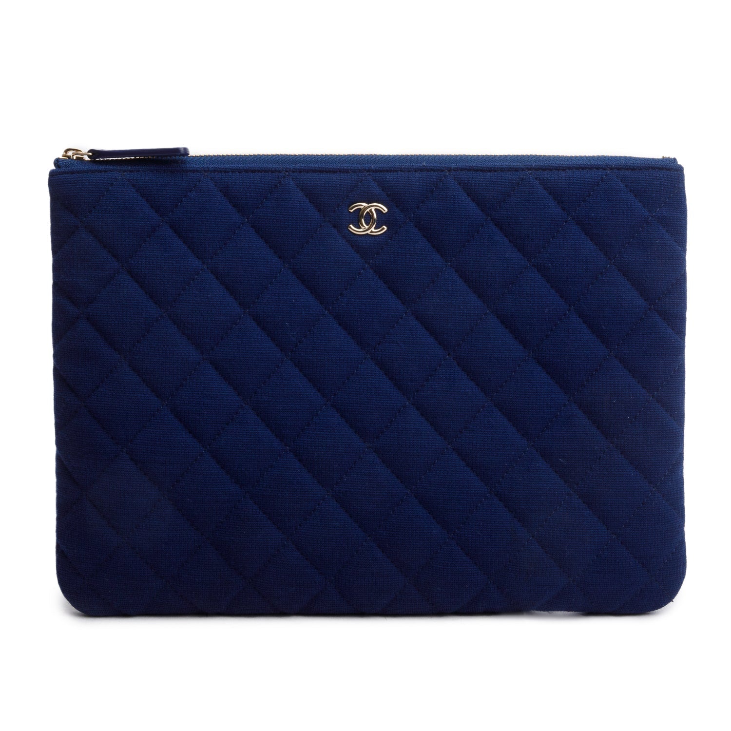 Chanel Quilted Jersey O Blue Travel Bag