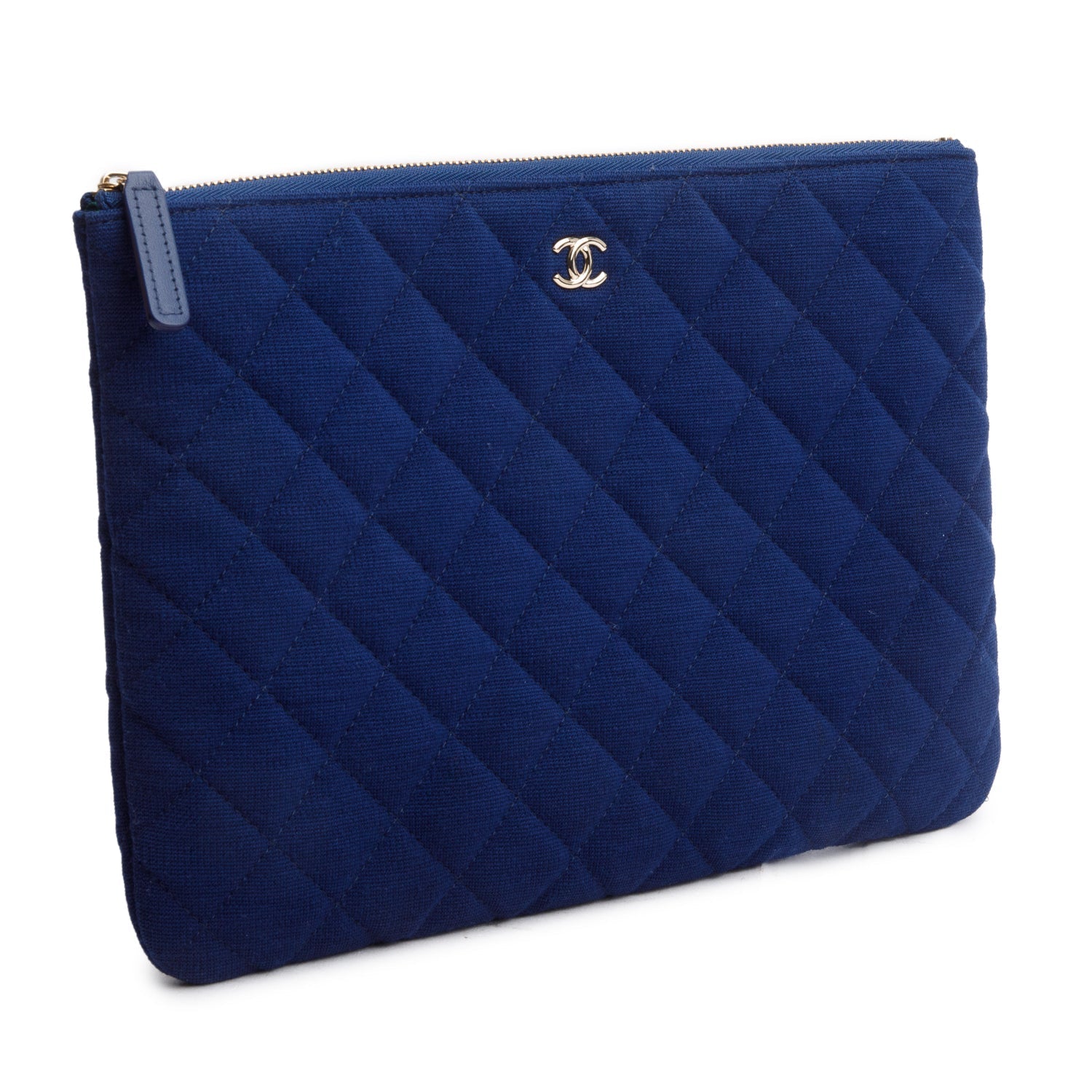 Chanel Quilted Jersey O Blue Travel Bag