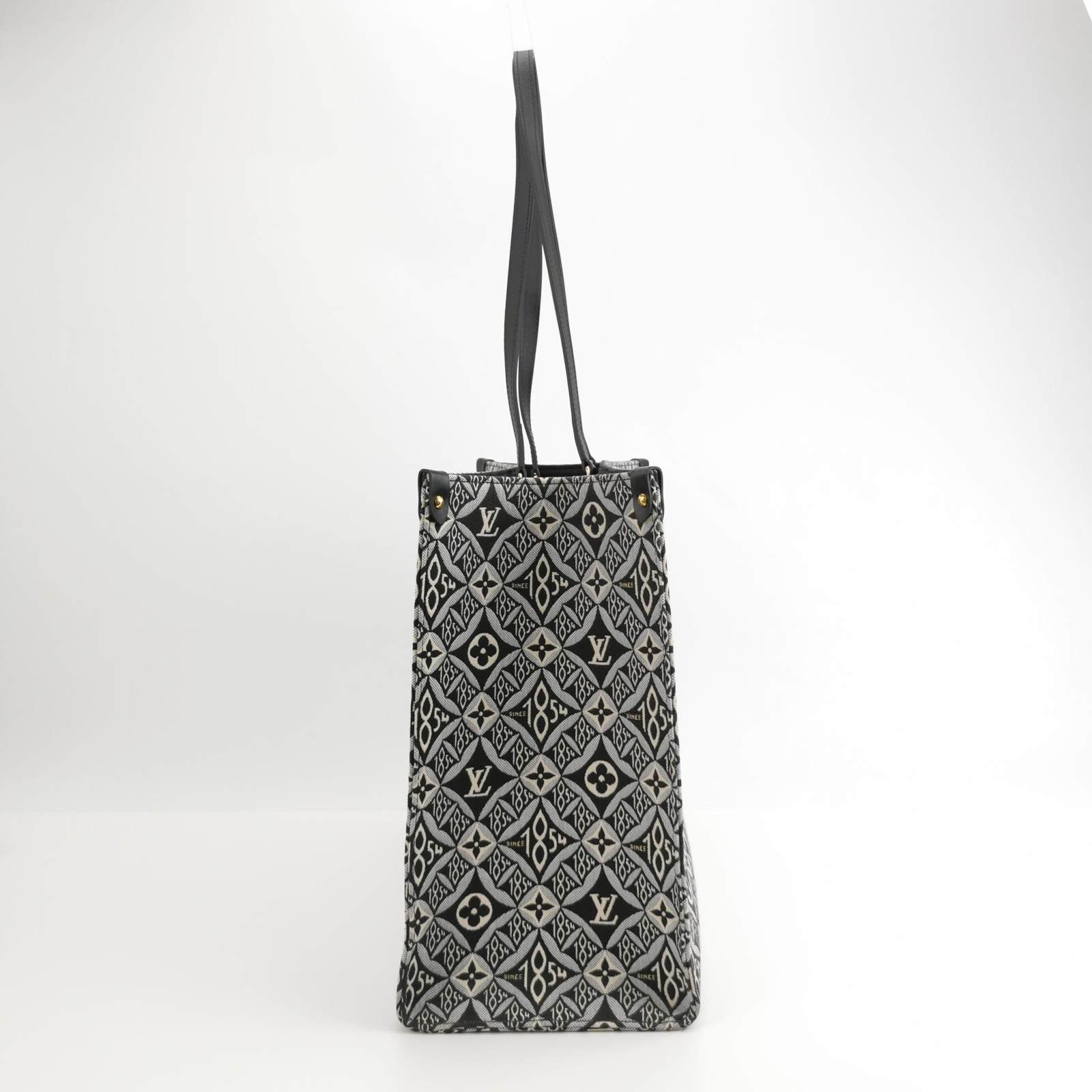 Louis Vuitton OnTheGo Since Jacquard Cowhide GM Leather Black Grey Multicolor Tote Bag