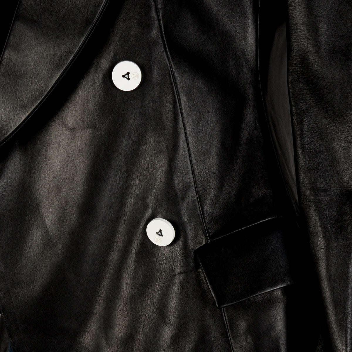 Louis Vuitton Black Lambskin White Button Detail Blazer FR 38 Fashion Accessory