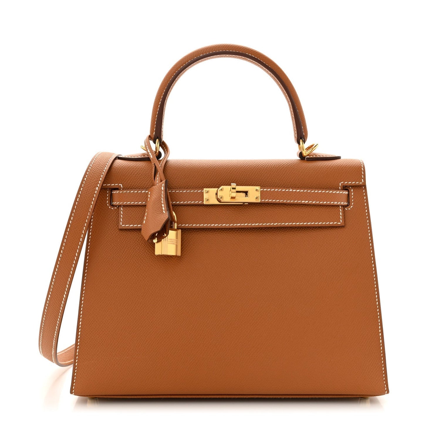 Hermes Epsom Kelly Sellier Handbag Gold Travel Bag 25 Gold 1654254