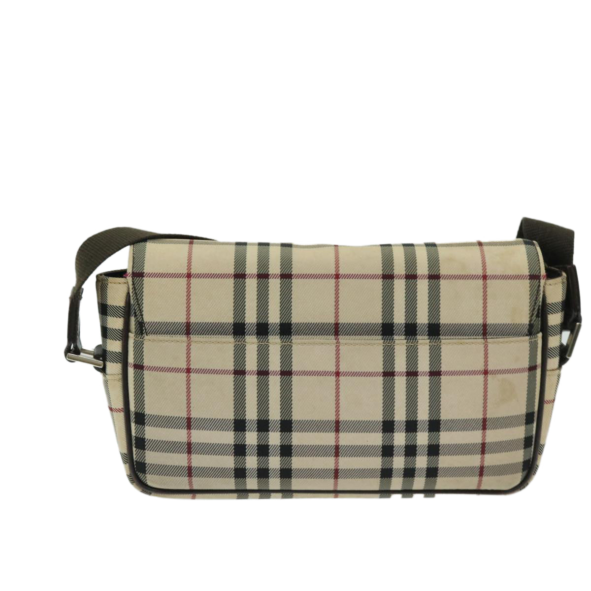 Burberry Luxury Nova Check Shoulder Bag Auth Nylon Beige