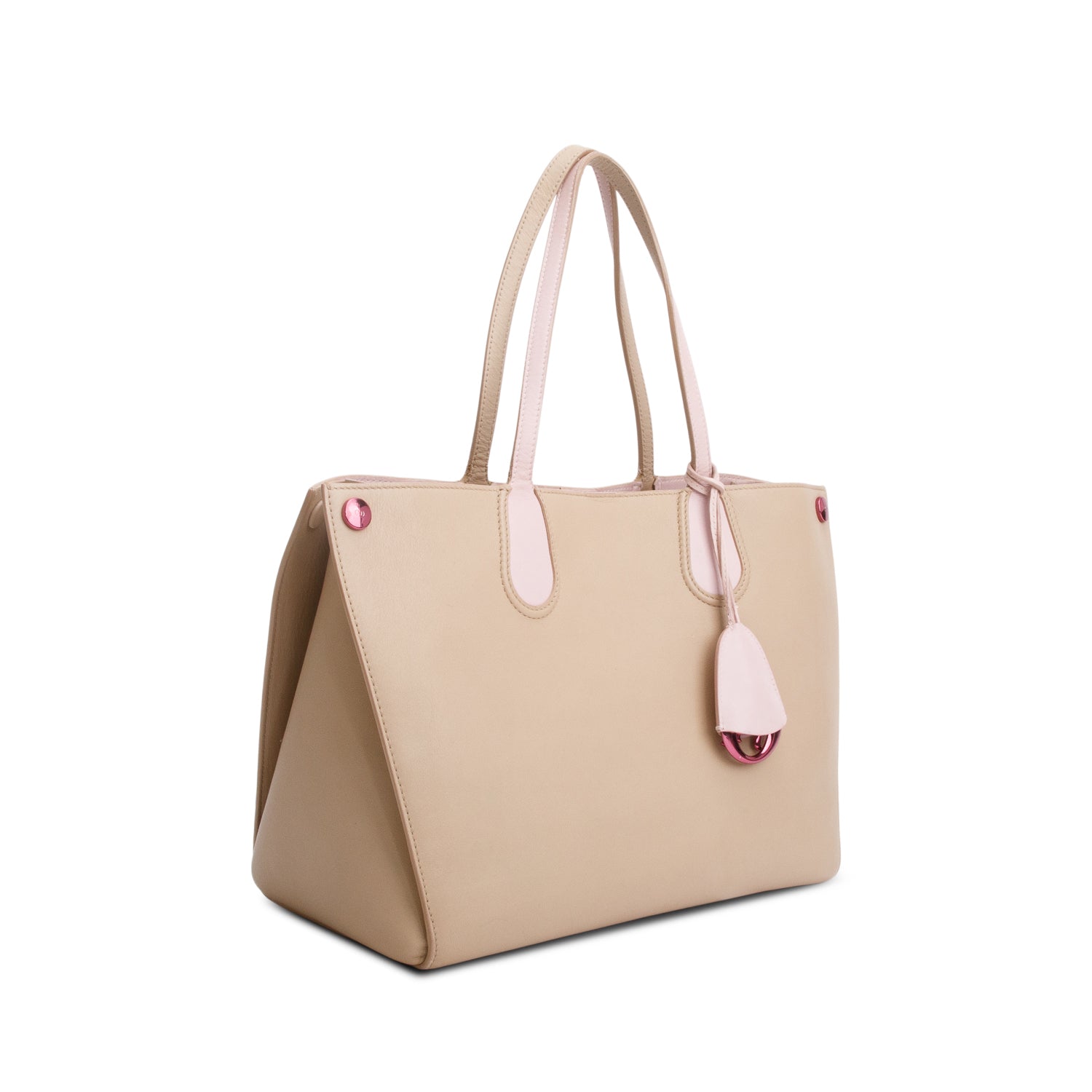 Dior Christian Calfskin Addict Shopping Tote Handbag Leather Beige Tote Bag