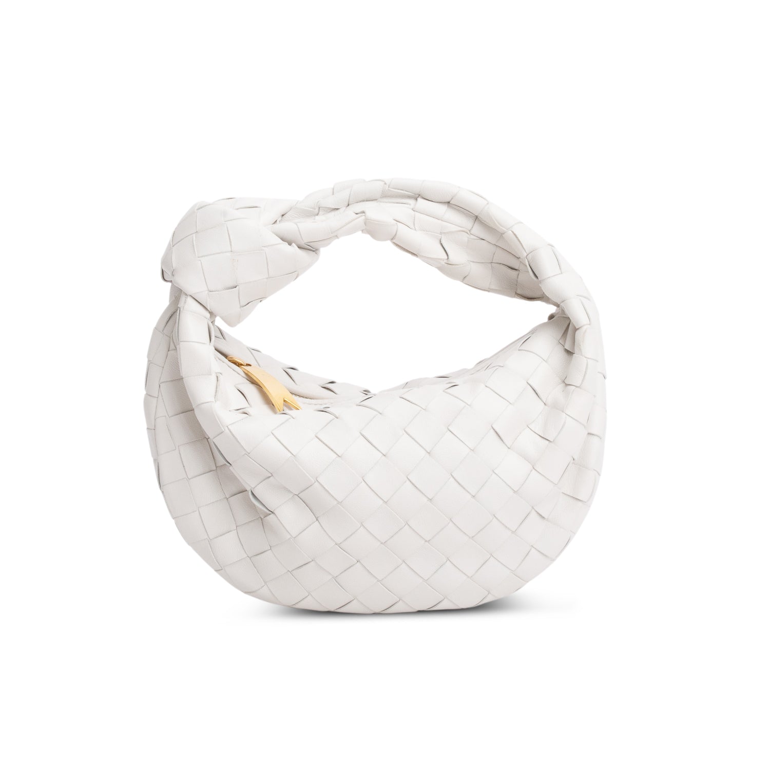 Bottega Veneta Lambskin Intrecciato Jodie Travel Bag White Mini