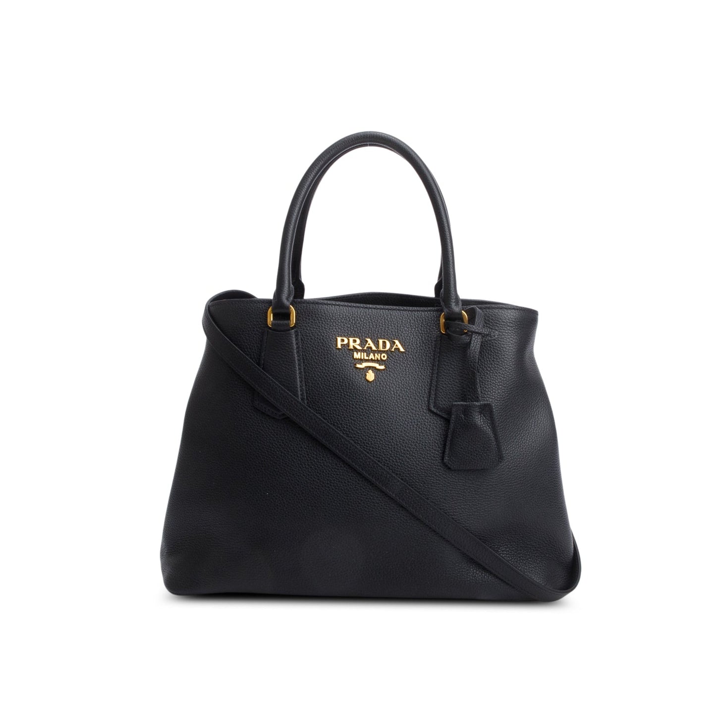 Prada Vitello Phenix Cuir Double Bag Black Medium Travel Bag
