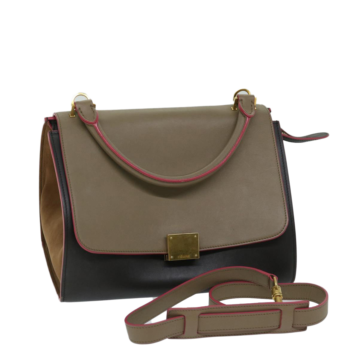 Luxury Trapeze Hand Bag Way Leather Brown Travel Bag
