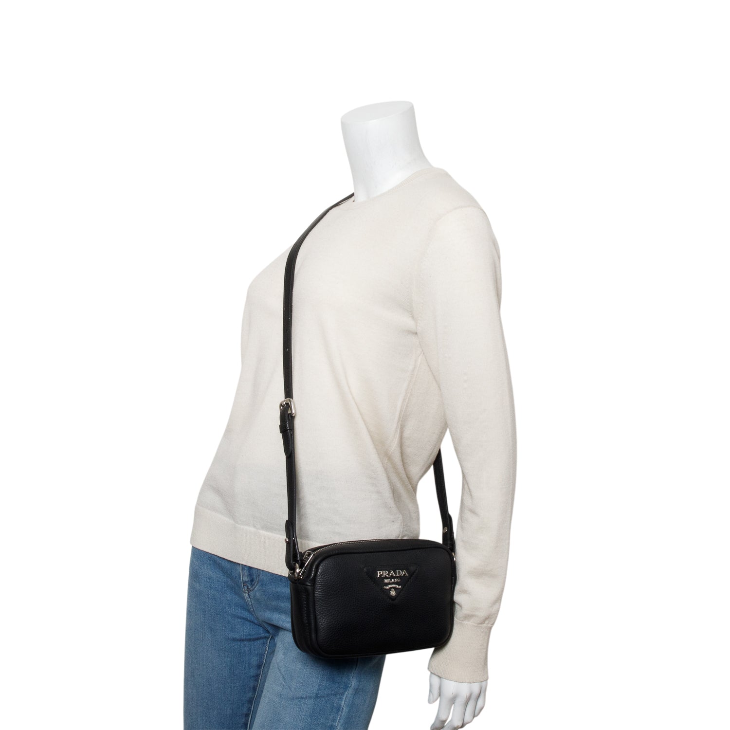 Prada Vitello Phenix Camera Bag Black Travel Bag