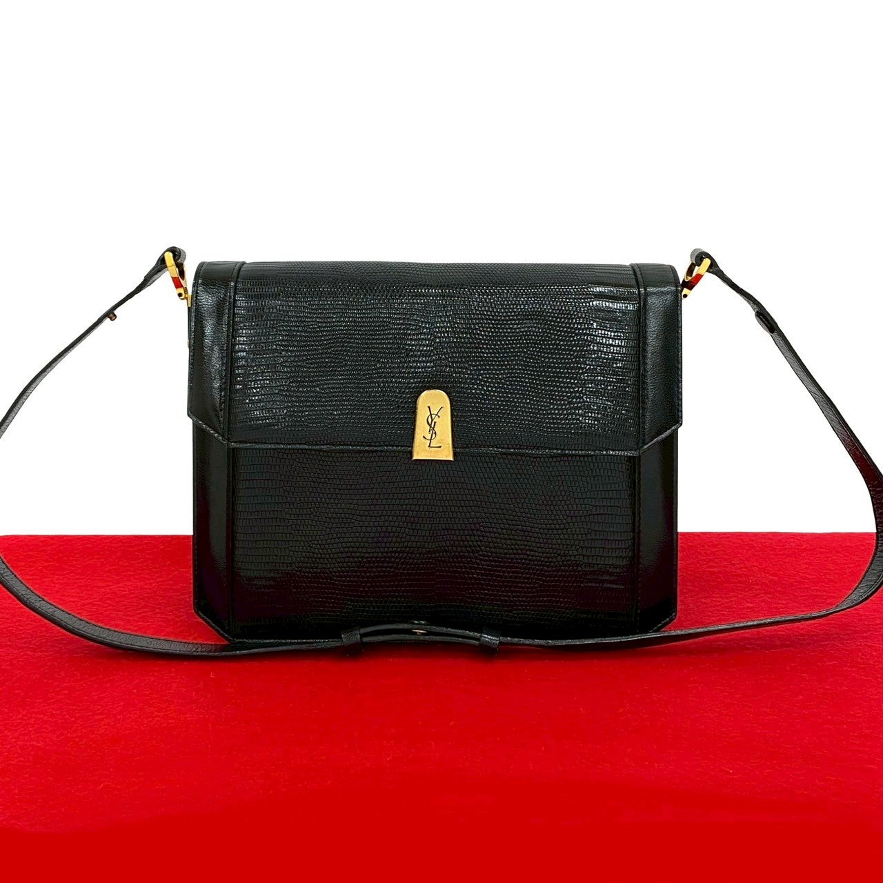 YSL Saint Laurent Yves Shoulder Bag Leather Black 680C255907352