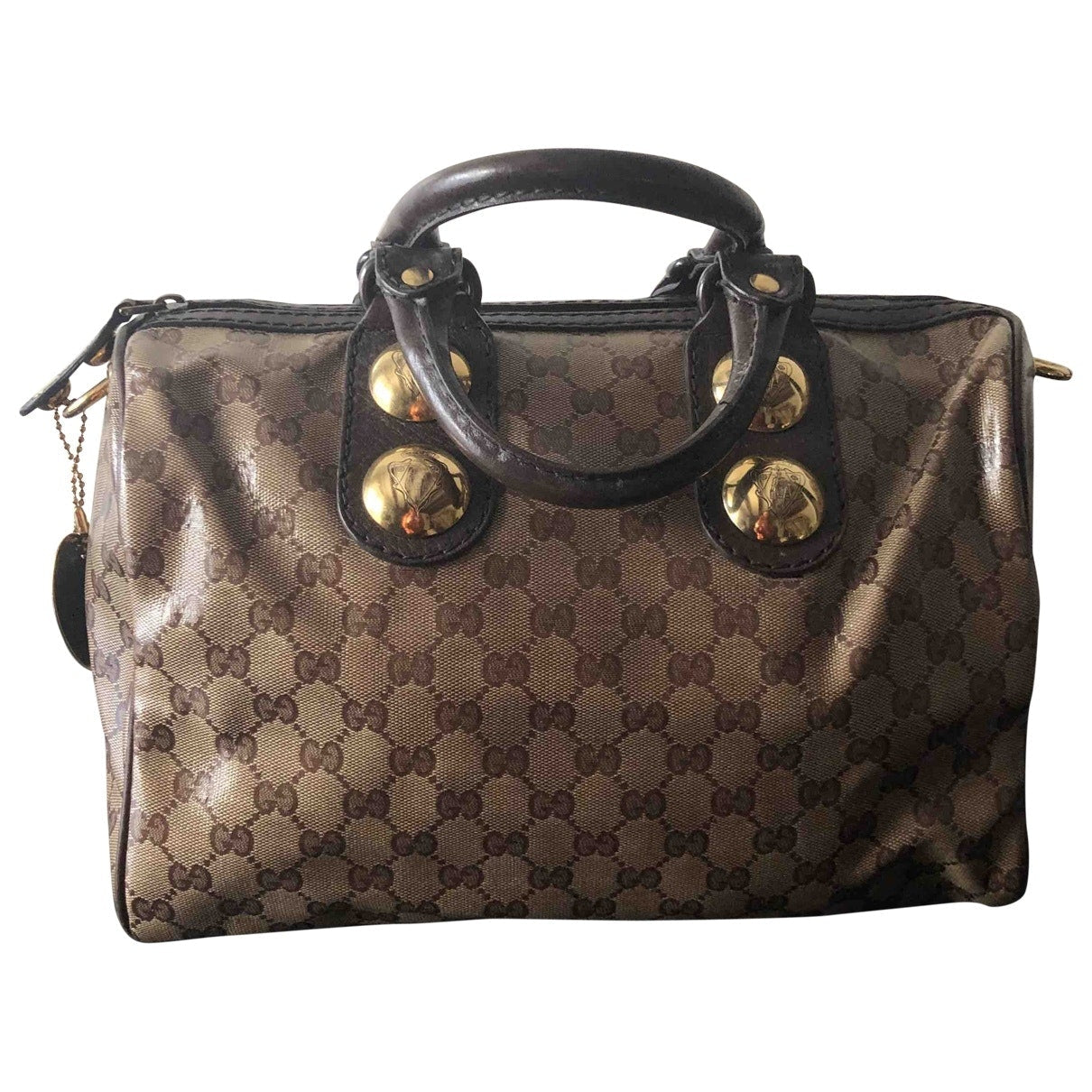 Gucci boston brown cloth handbag