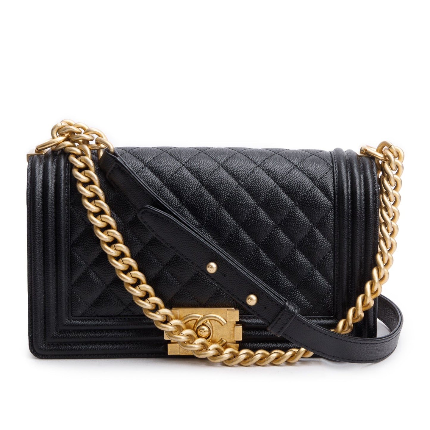 Chanel Caviar Quilted Boy Flap Black Travel Bag W Box