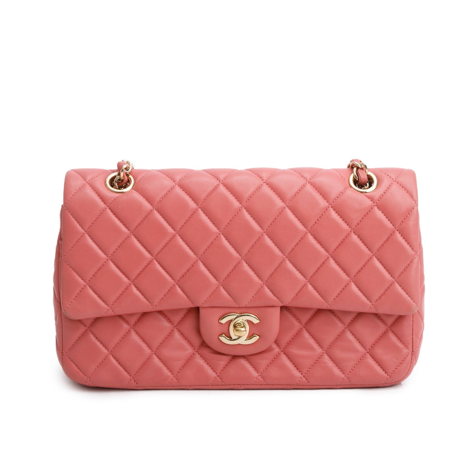 Chanel Quilted Valentine Charms Single Flap Lambskin Pink Key Chain