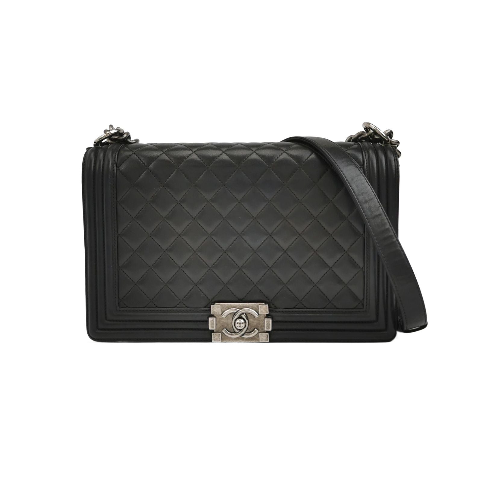 Chanel Leboy Classic Large Lambskin Quilted CC Lock Shoulder Bag