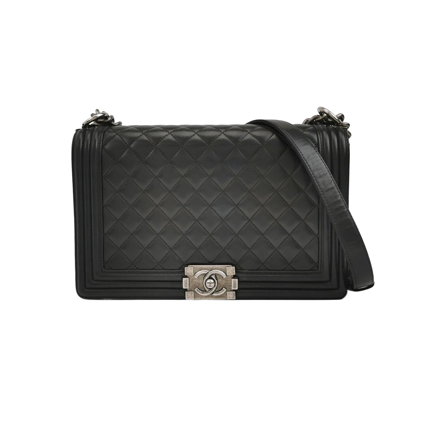 Preloved Chanel Leboy Classic Large Lambskin Quilted CC Lock Shoulder Bag 250503781176587