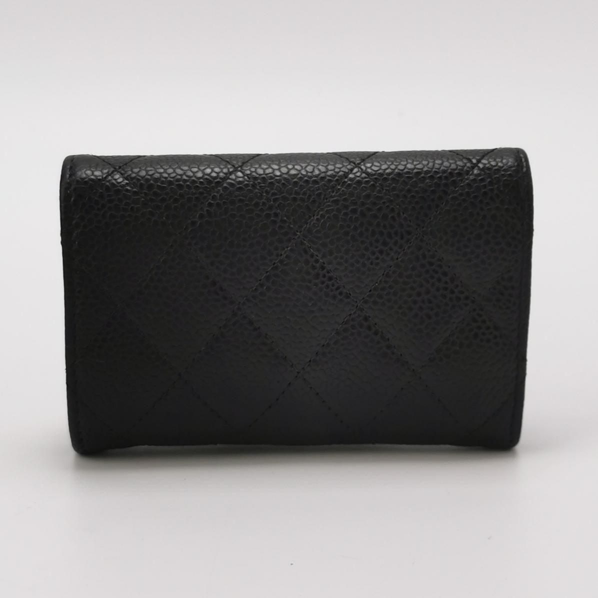 Chanel CC Bag Leather Solid Quilted Double C Logo Card Holder